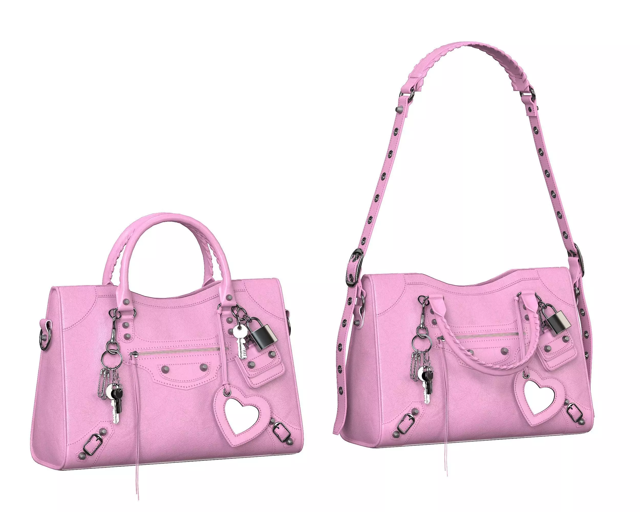 Balenciaga Le City Medium Bag Pink Low-poly 3D model_0