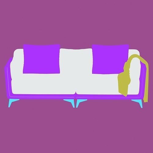 Leather sofa Low-poly 3D model 3