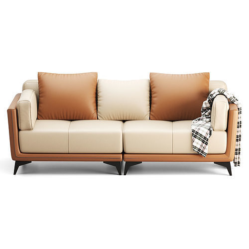 Leather sofa Low-poly 3D model 2