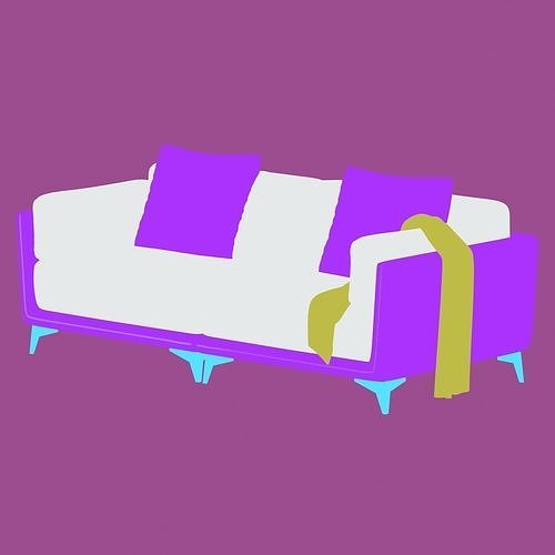Leather sofa Low-poly 3D model 5