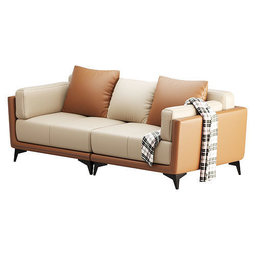 Leather sofa Low-poly 3D model 4