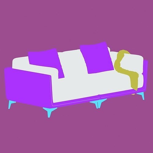 Leather sofa Low-poly 3D model 7