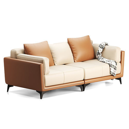 Leather sofa Low-poly 3D model 6