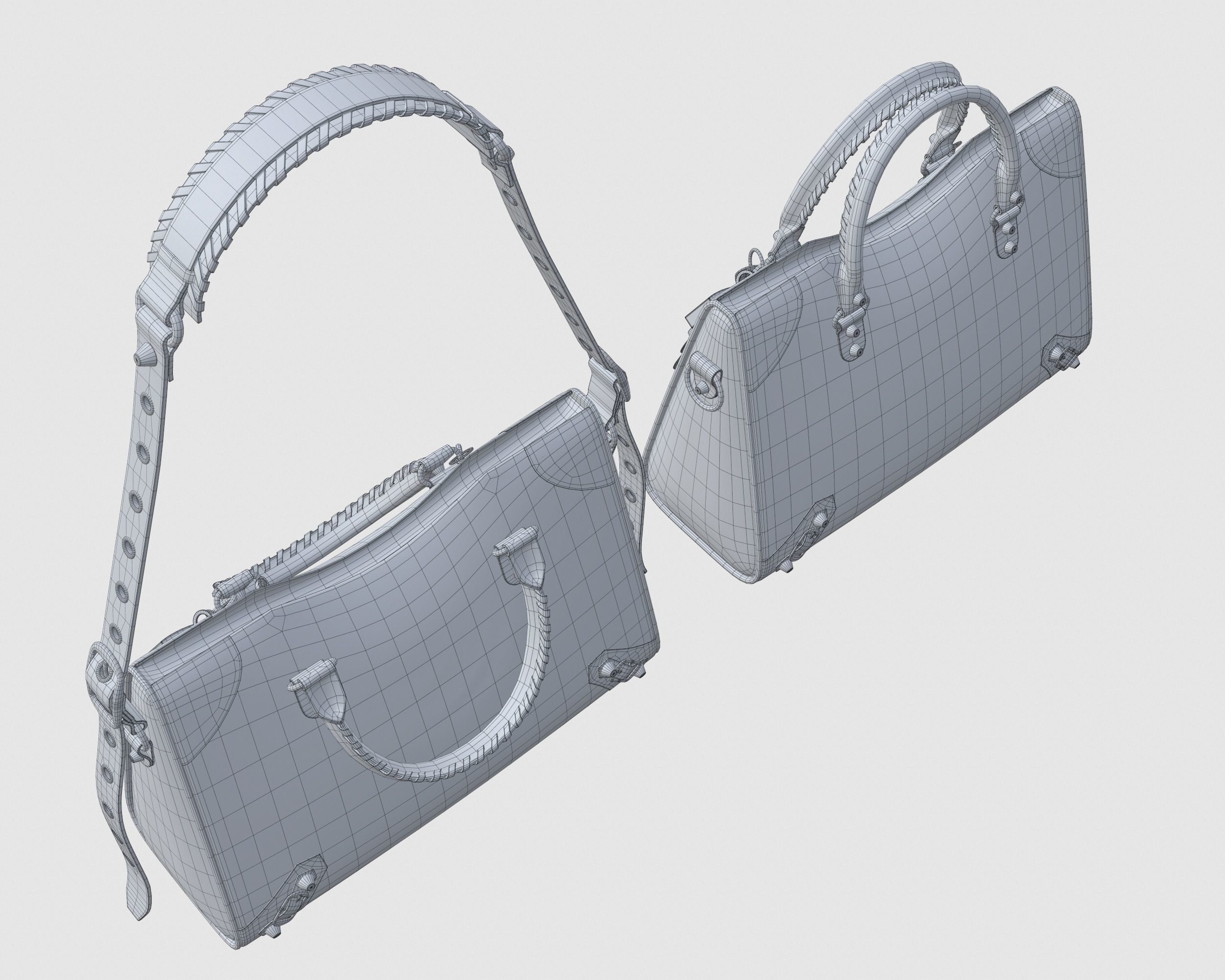 Balenciaga Le City Medium Bag Cream Low-poly 3D model_8