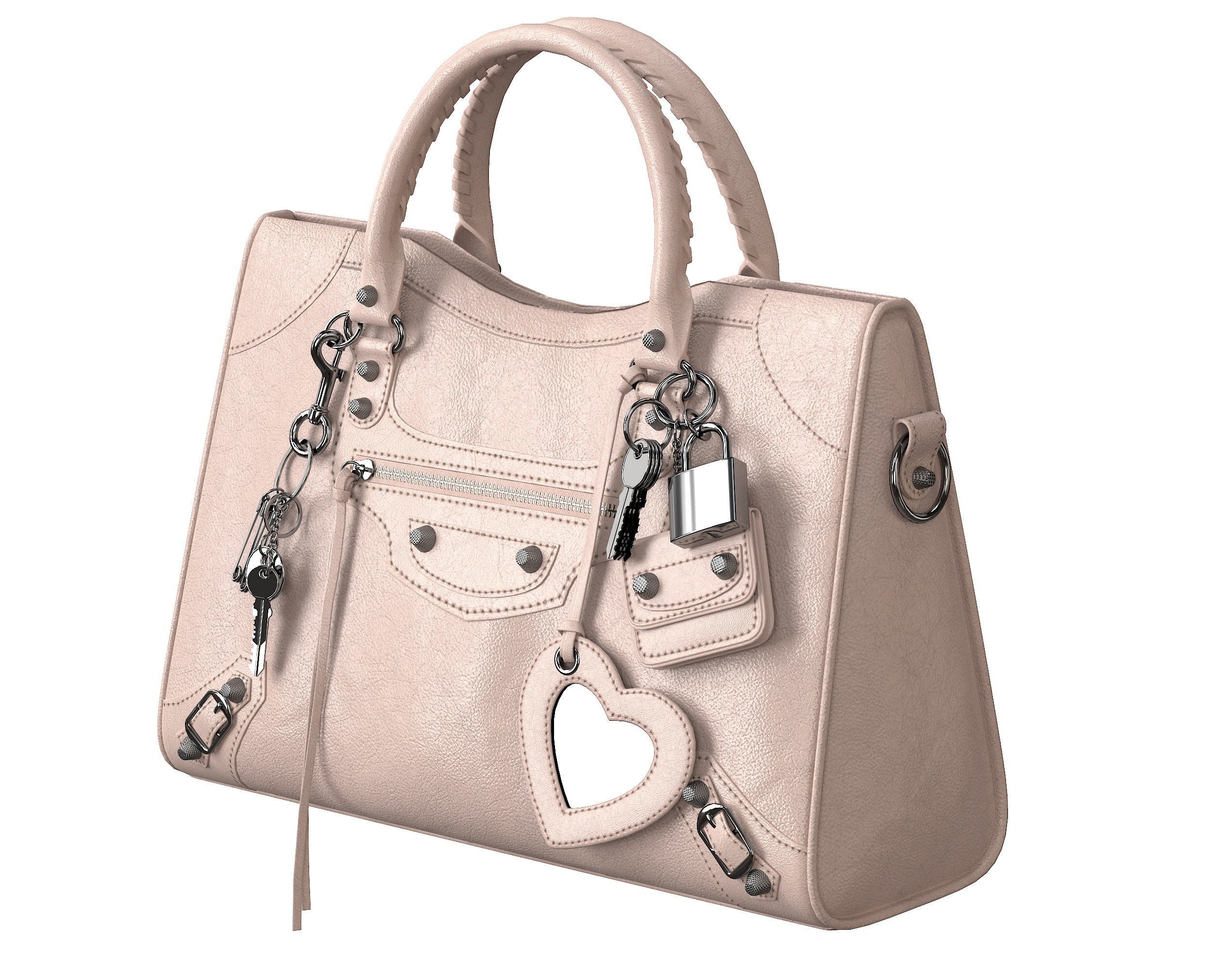 Balenciaga Le City Medium Bag Cream Low-poly 3D model_2