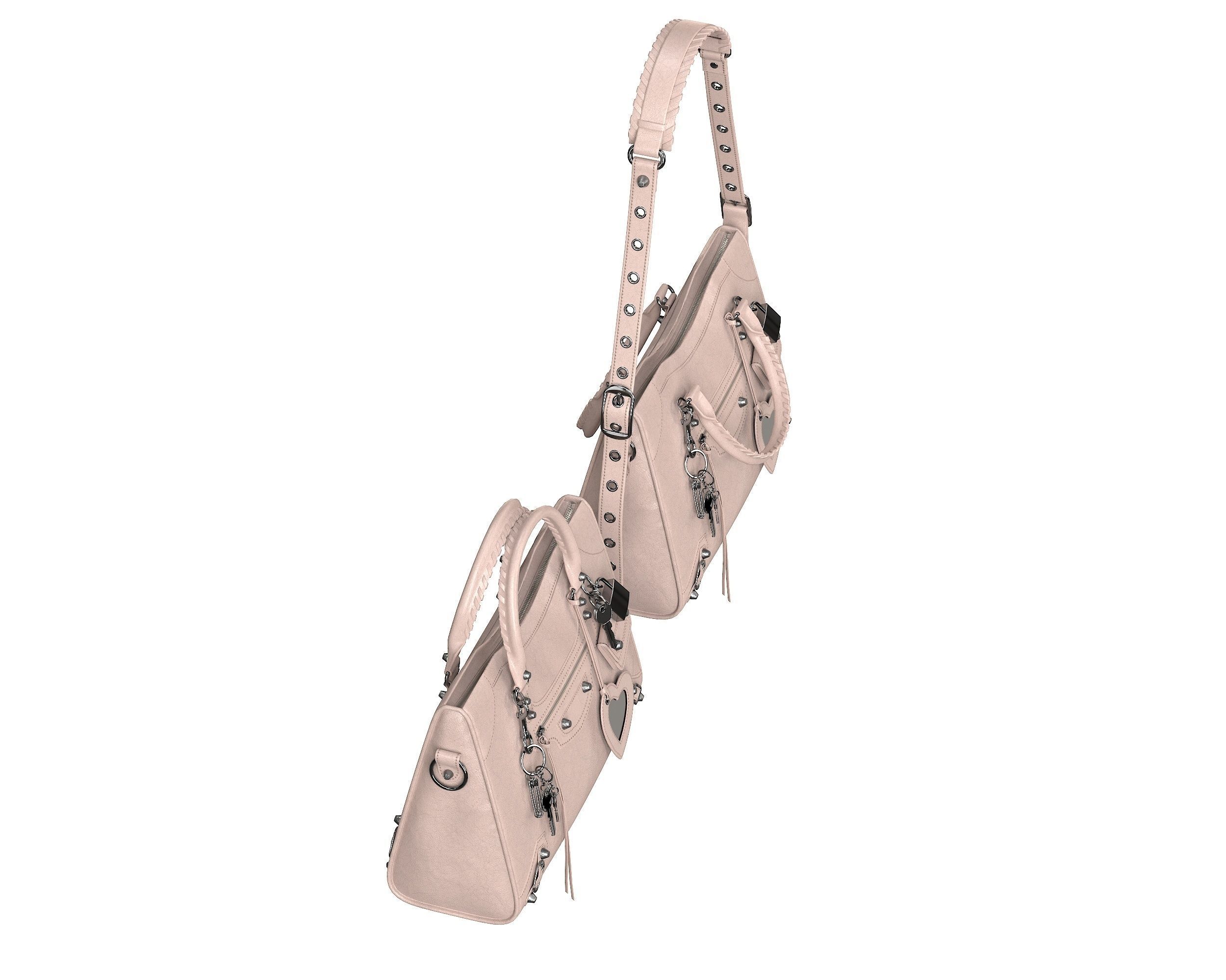 Balenciaga Le City Medium Bag Cream Low-poly 3D model_5
