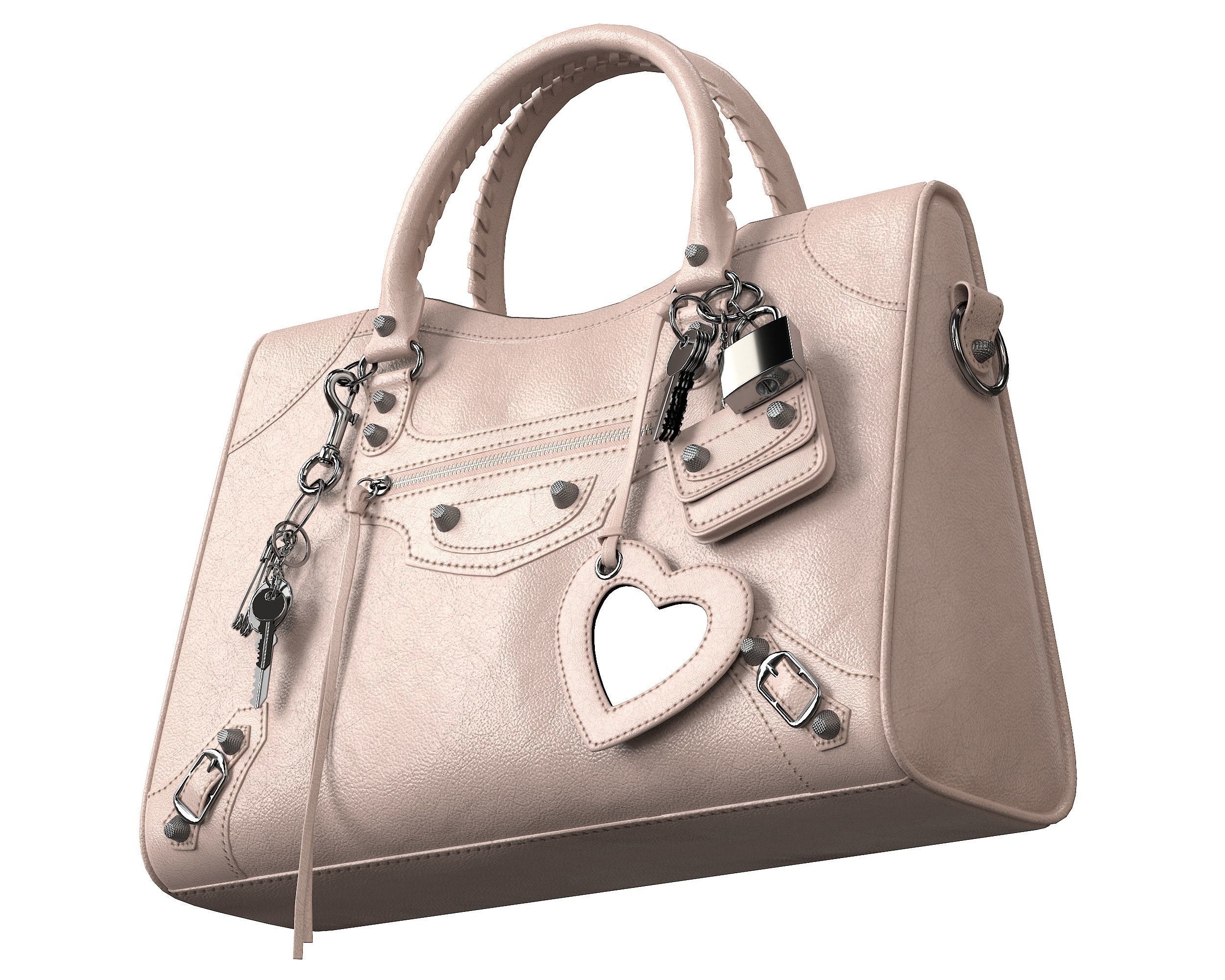 Balenciaga Le City Medium Bag Cream Low-poly 3D model_1