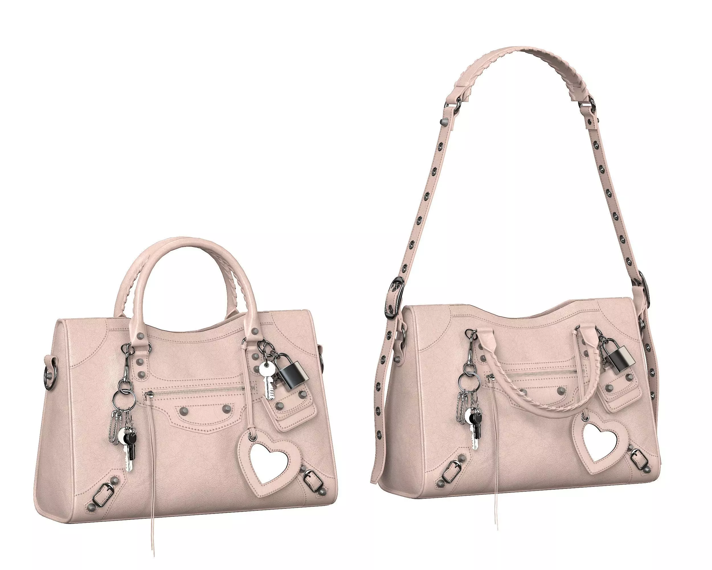 Balenciaga Le City Medium Bag Cream Low-poly 3D model_0