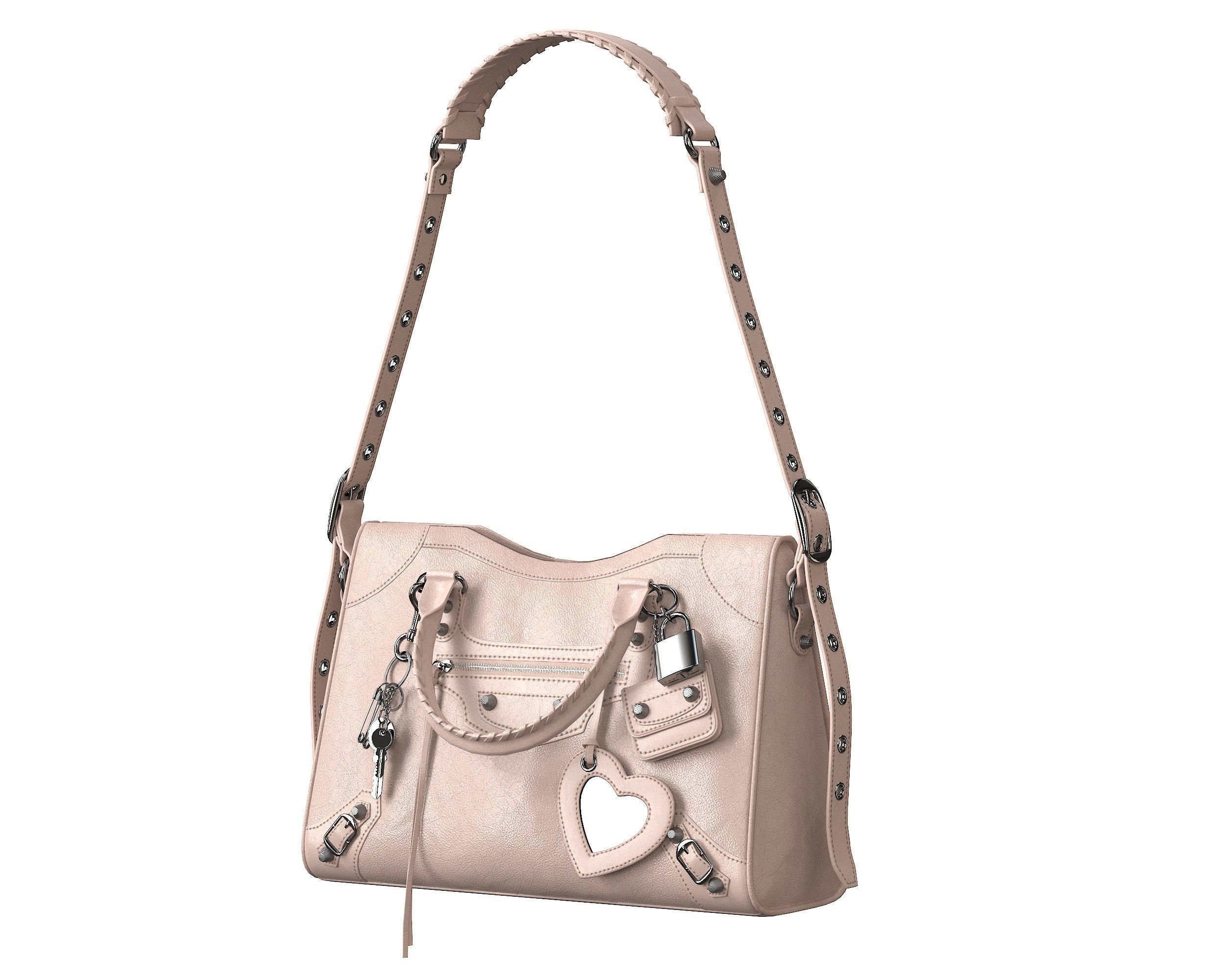 Balenciaga Le City Medium Bag Cream Low-poly 3D model_3