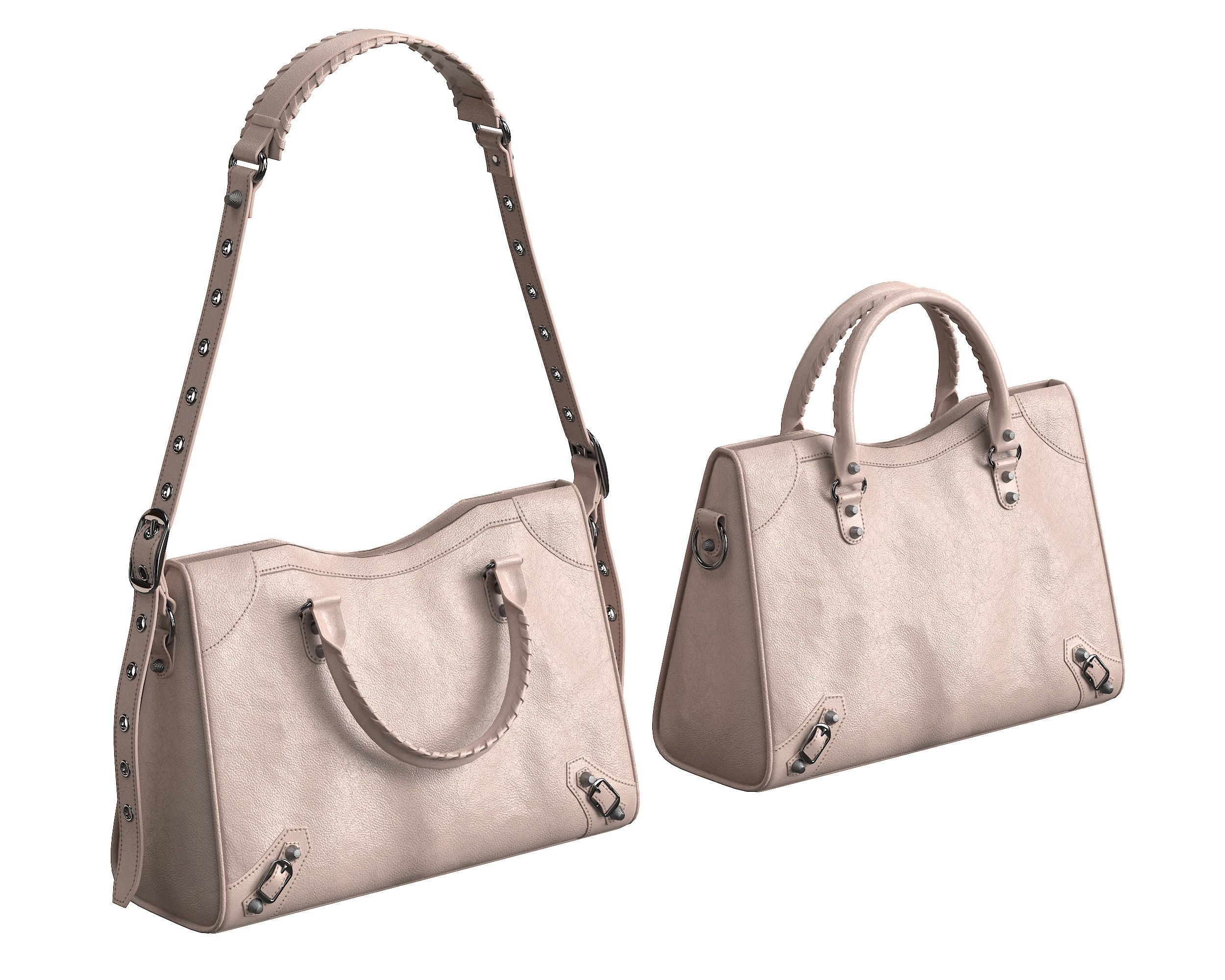 Balenciaga Le City Medium Bag Cream Low-poly 3D model_4