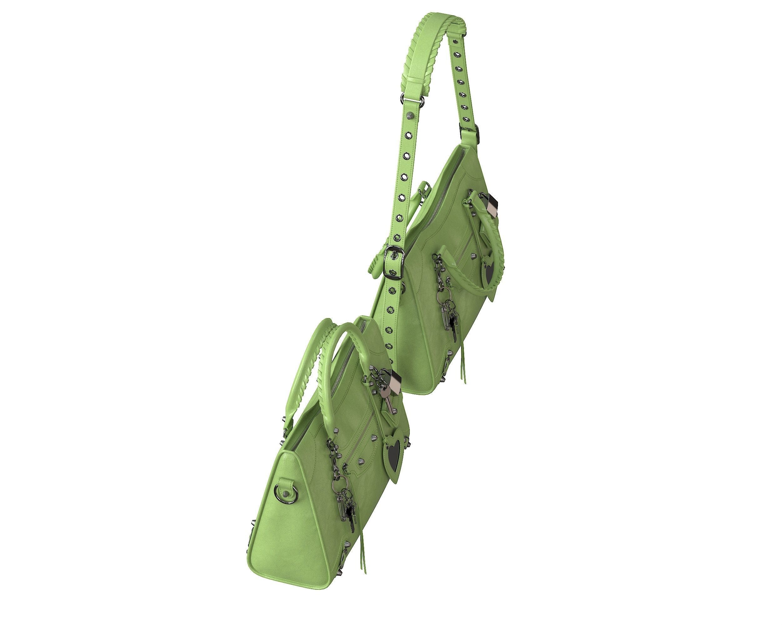 Balenciaga Le City Medium Bag Green Low-poly 3D model_5