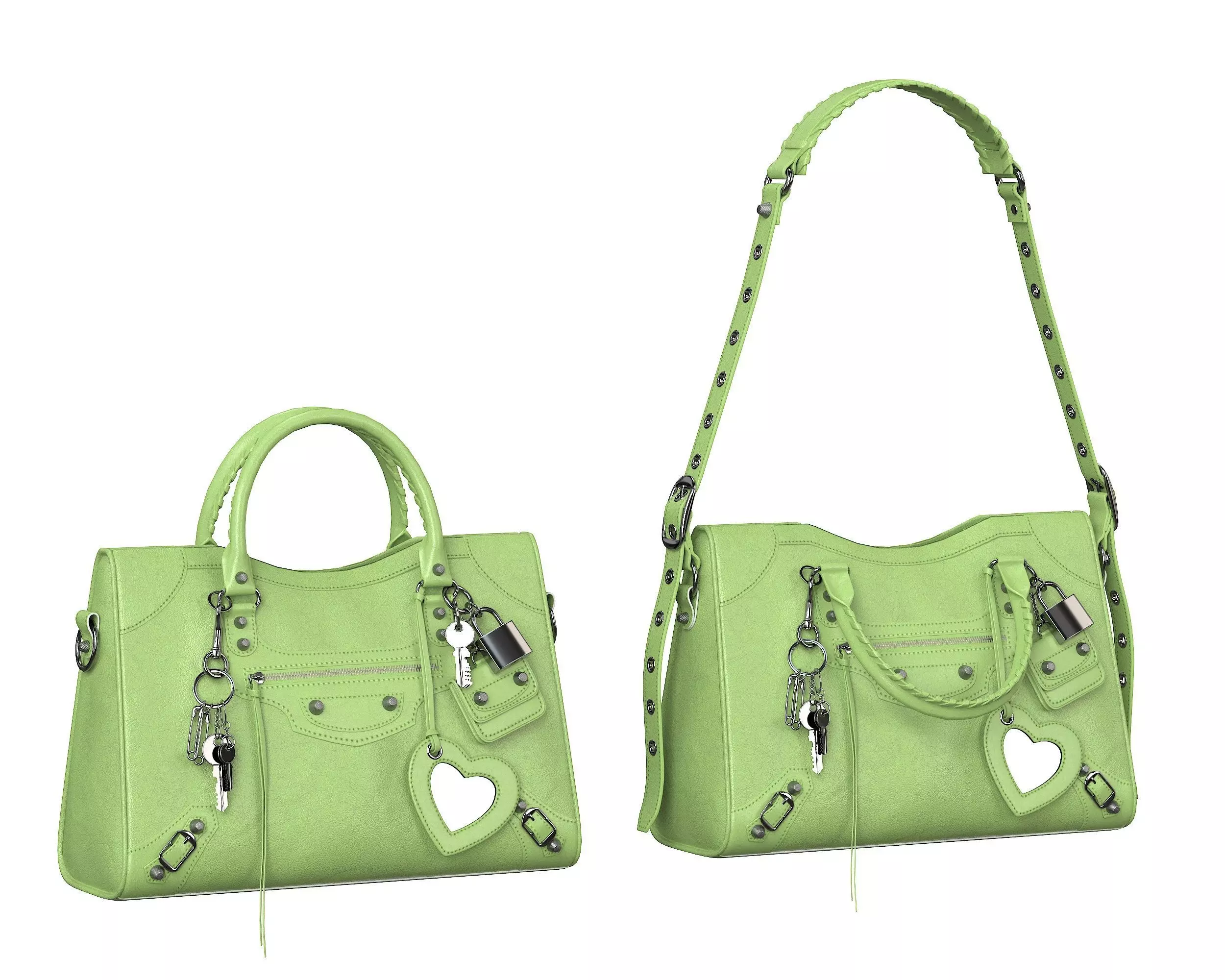 Balenciaga Le City Medium Bag Green Low-poly 3D model_0