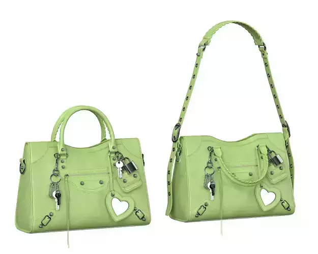 Balenciaga Le City Medium Bag Green Low-poly 3D model Balenciaga Le City Medium Bag Green Low-poly 3D model