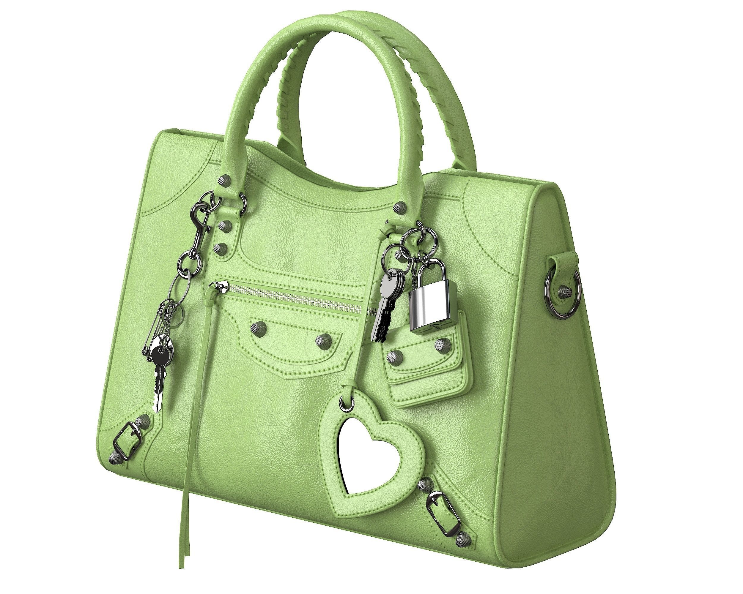 Balenciaga Le City Medium Bag Green Low-poly 3D model_2