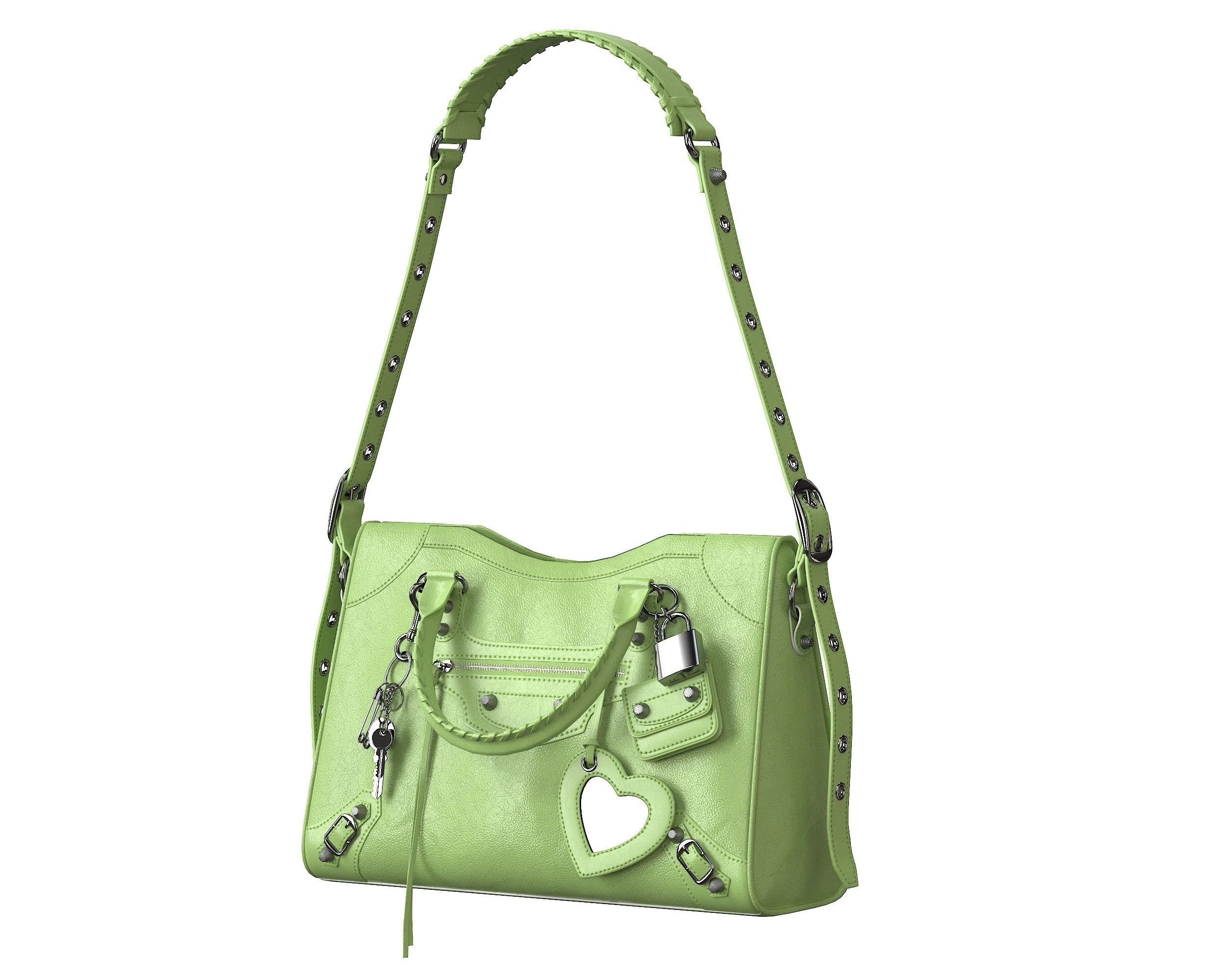 Balenciaga Le City Medium Bag Green Low-poly 3D model_3