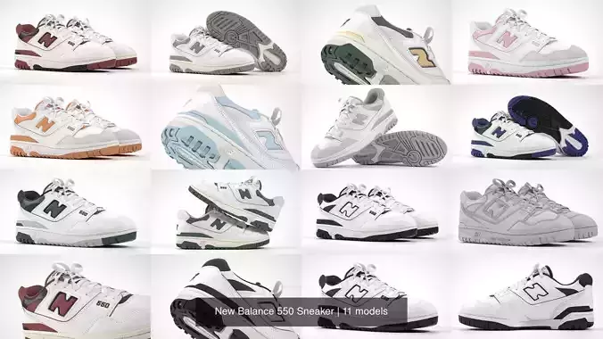 New Balance 550 Sneaker 3D Model Collection