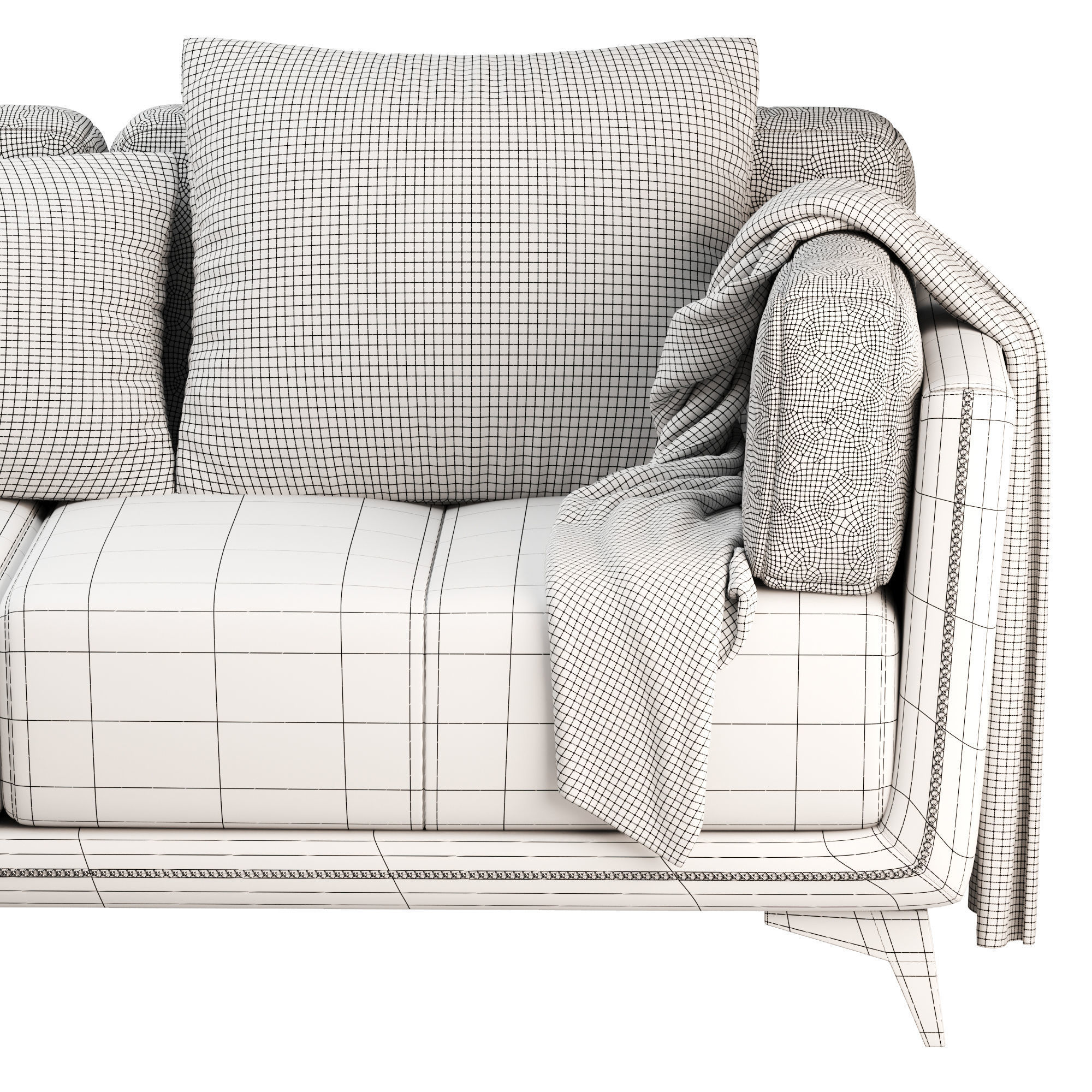  Leather sofa Low-poly 3D model_10