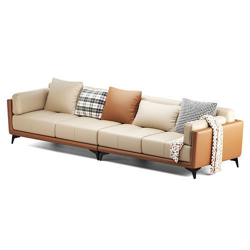 Leather sofa Low-poly 3D model 5