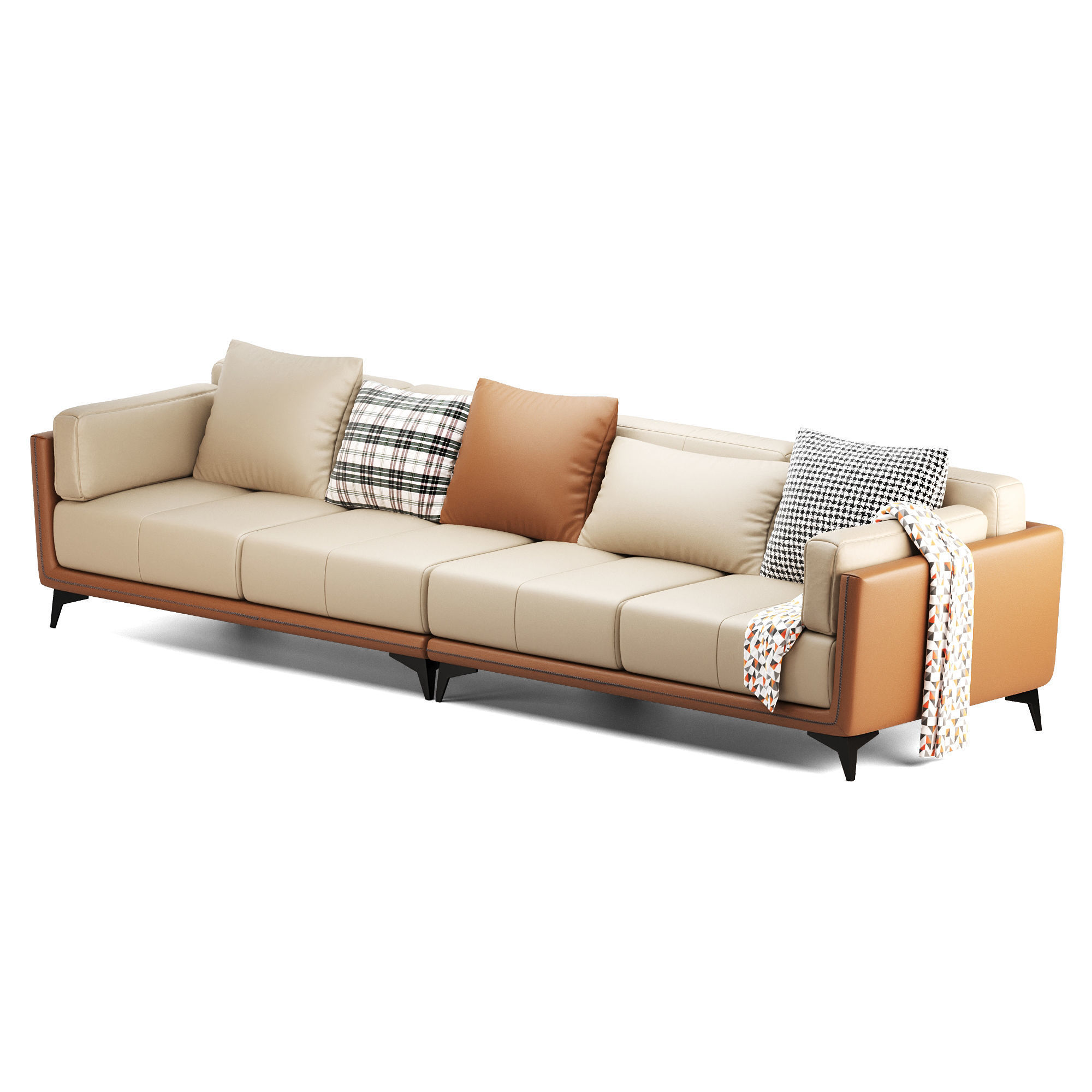  Leather sofa Low-poly 3D model_4