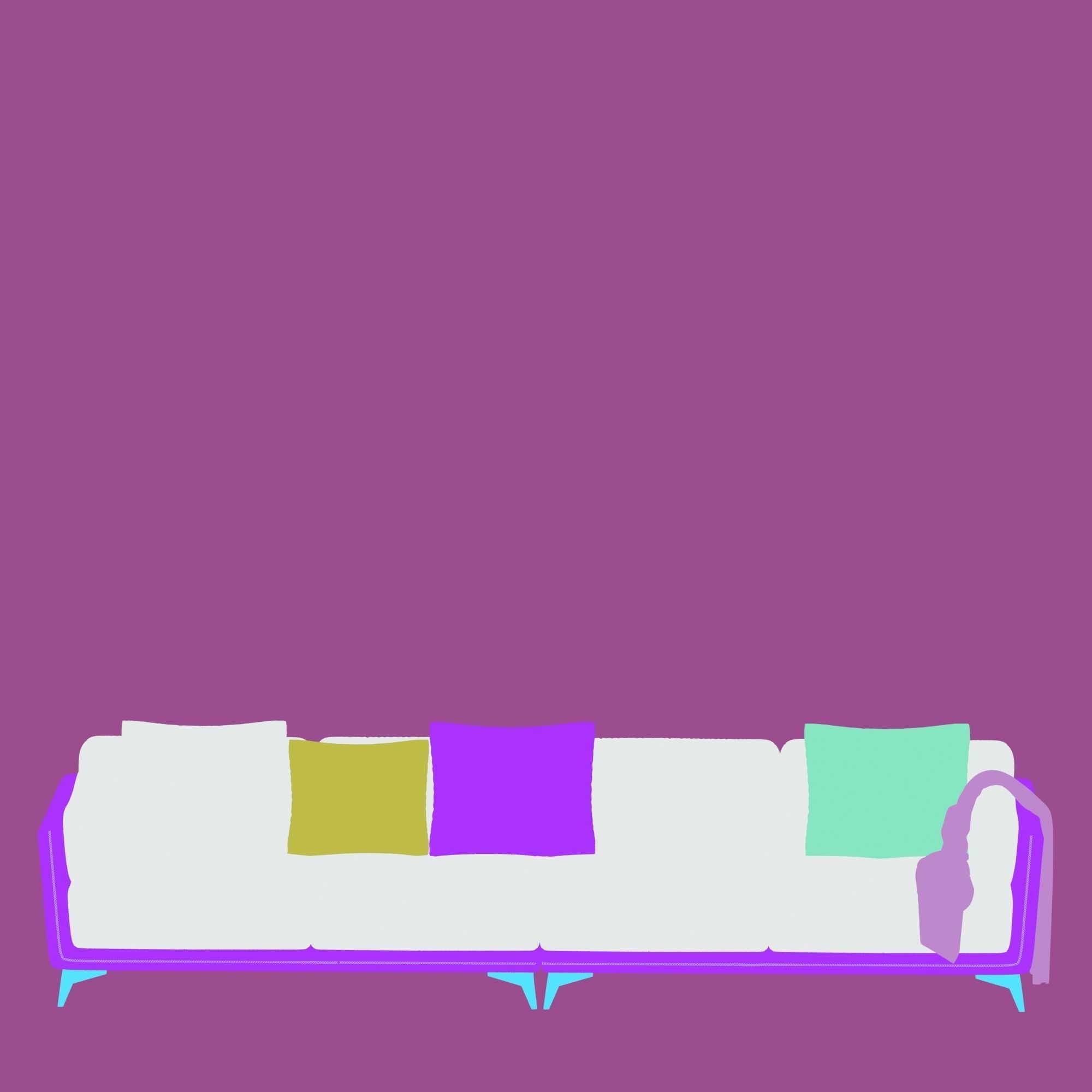  Leather sofa Low-poly 3D model_3