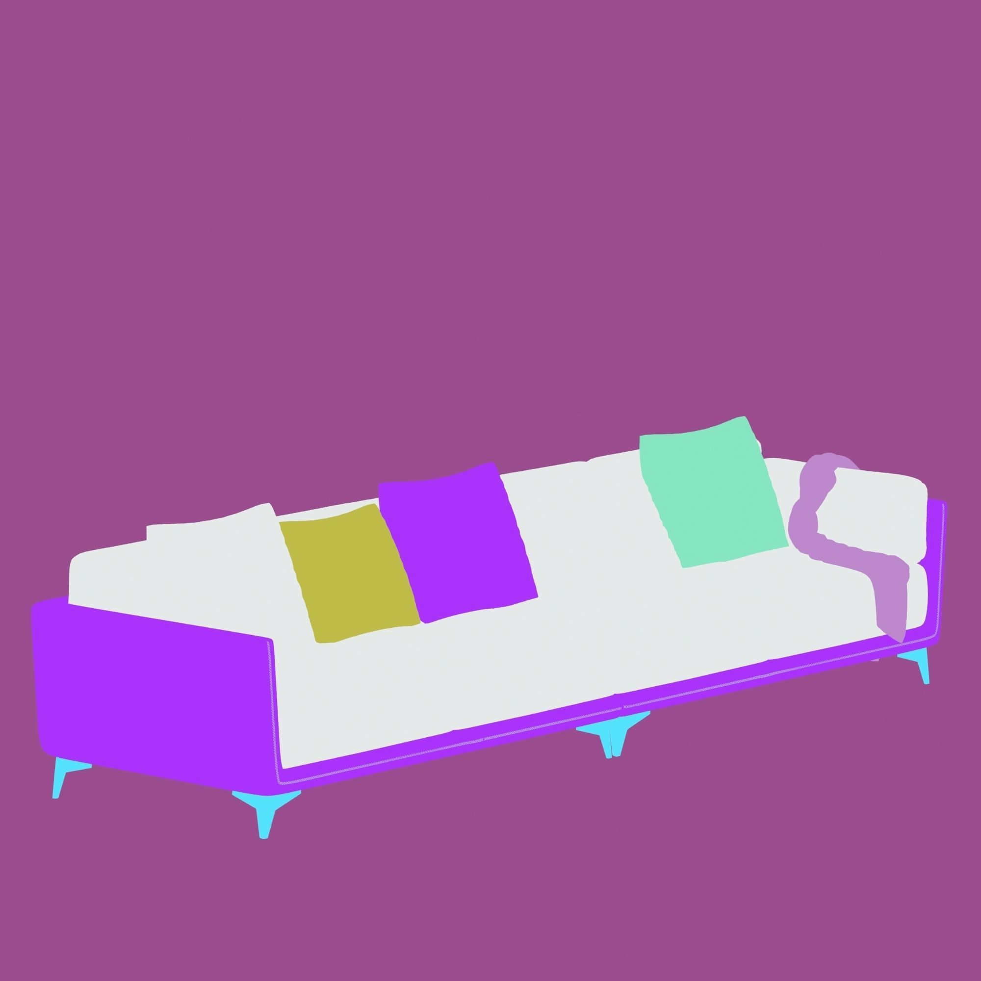  Leather sofa Low-poly 3D model_7