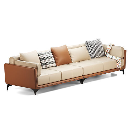 Leather sofa Low-poly 3D model 7