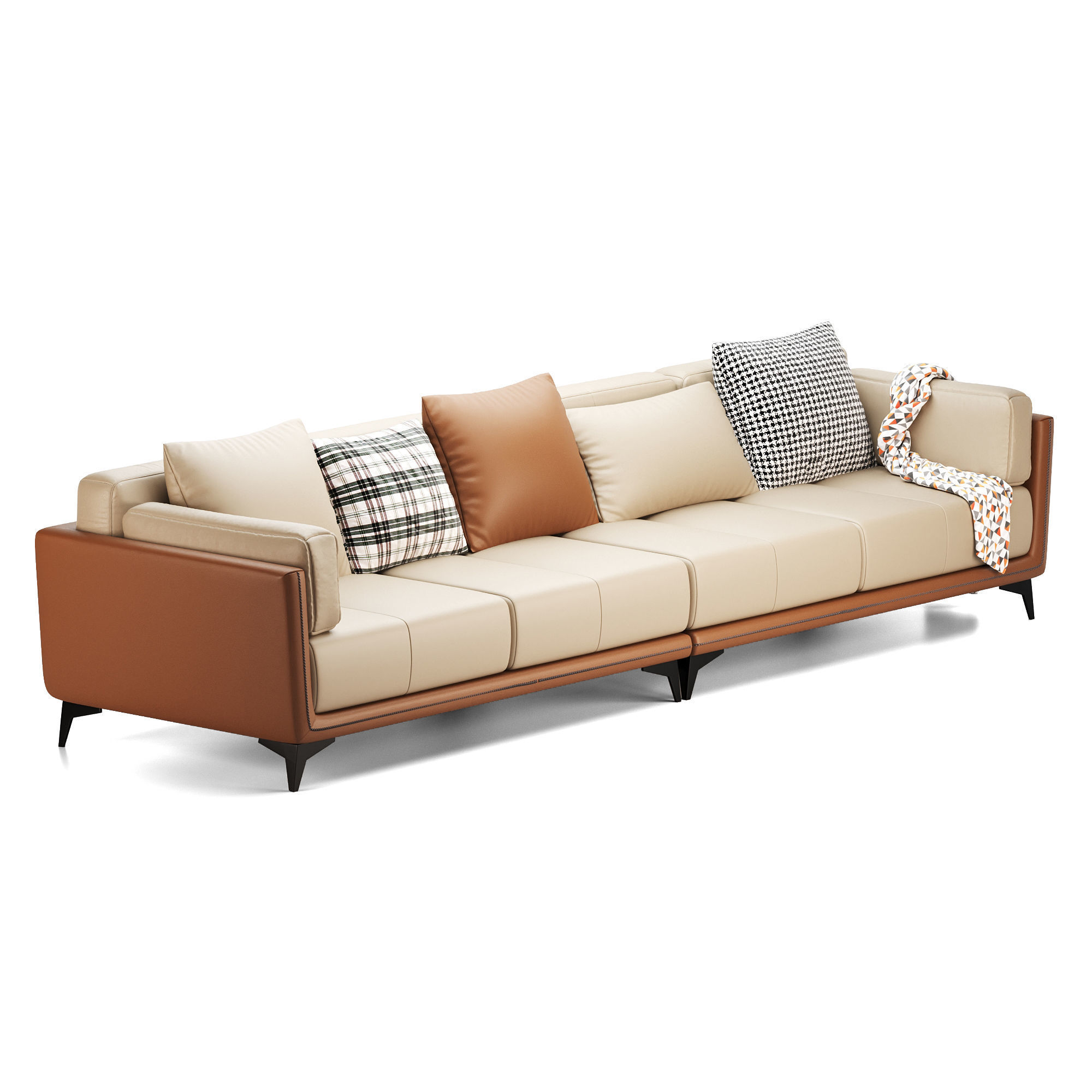  Leather sofa Low-poly 3D model_6