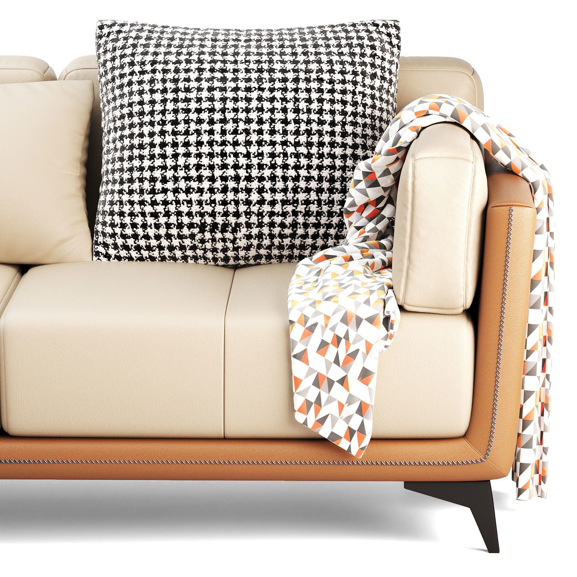  Leather sofa Low-poly 3D model_8