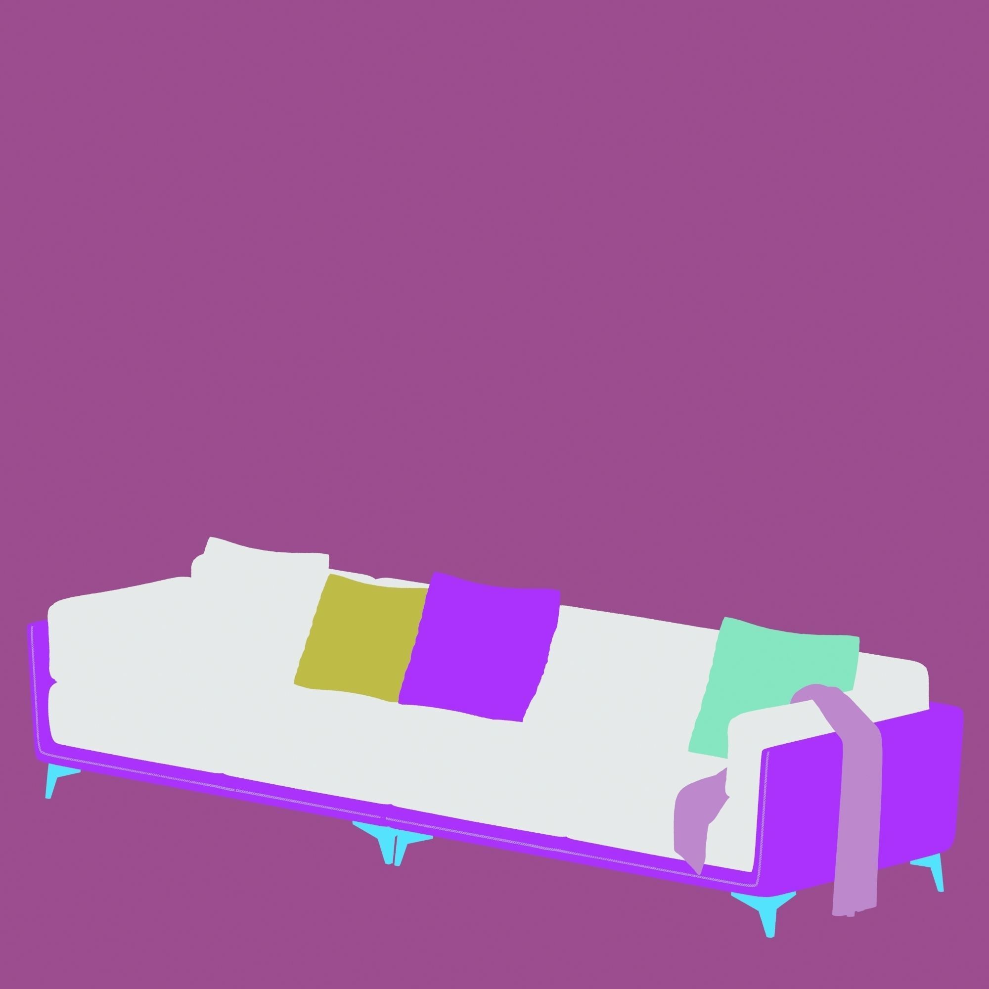  Leather sofa Low-poly 3D model_5