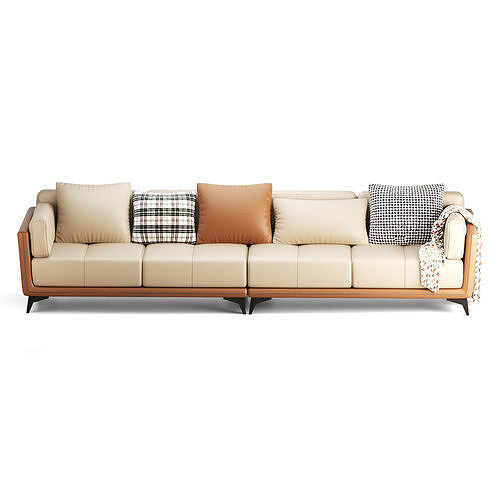 Leather sofa Low-poly 3D model 2