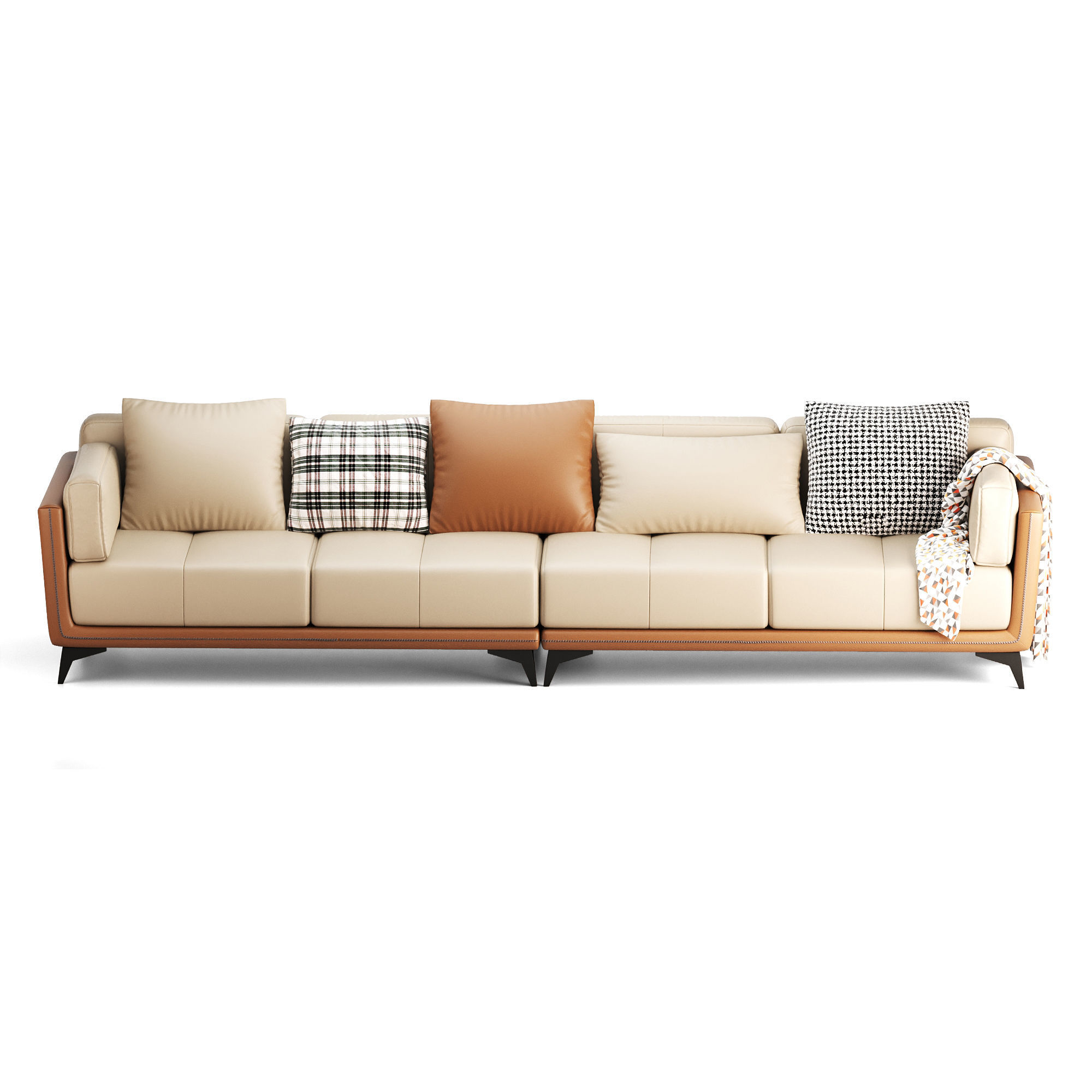  Leather sofa Low-poly 3D model_1