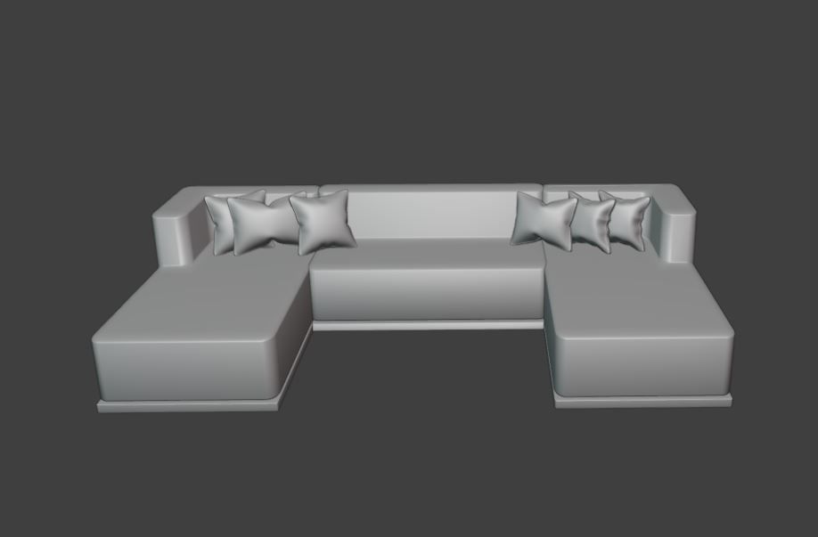 Sofa interior Low-poly 3D model_1