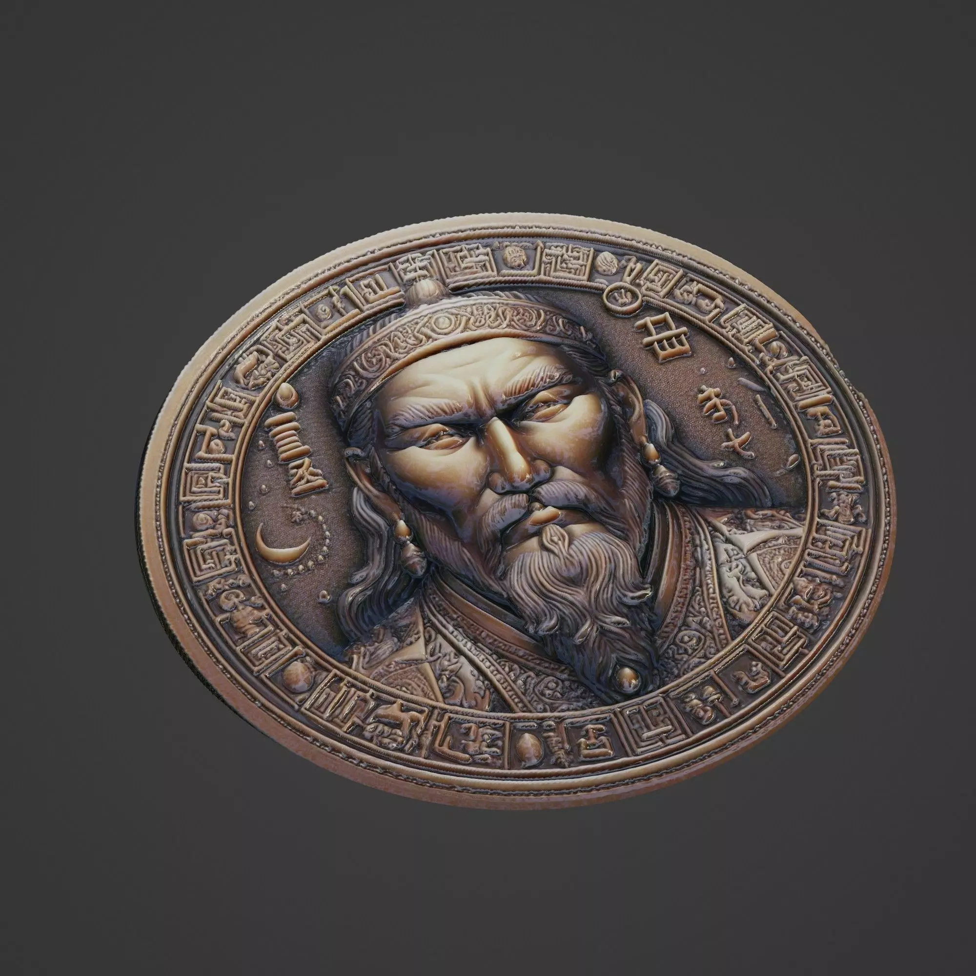 Genghis Khan Medallion 3D print model_0