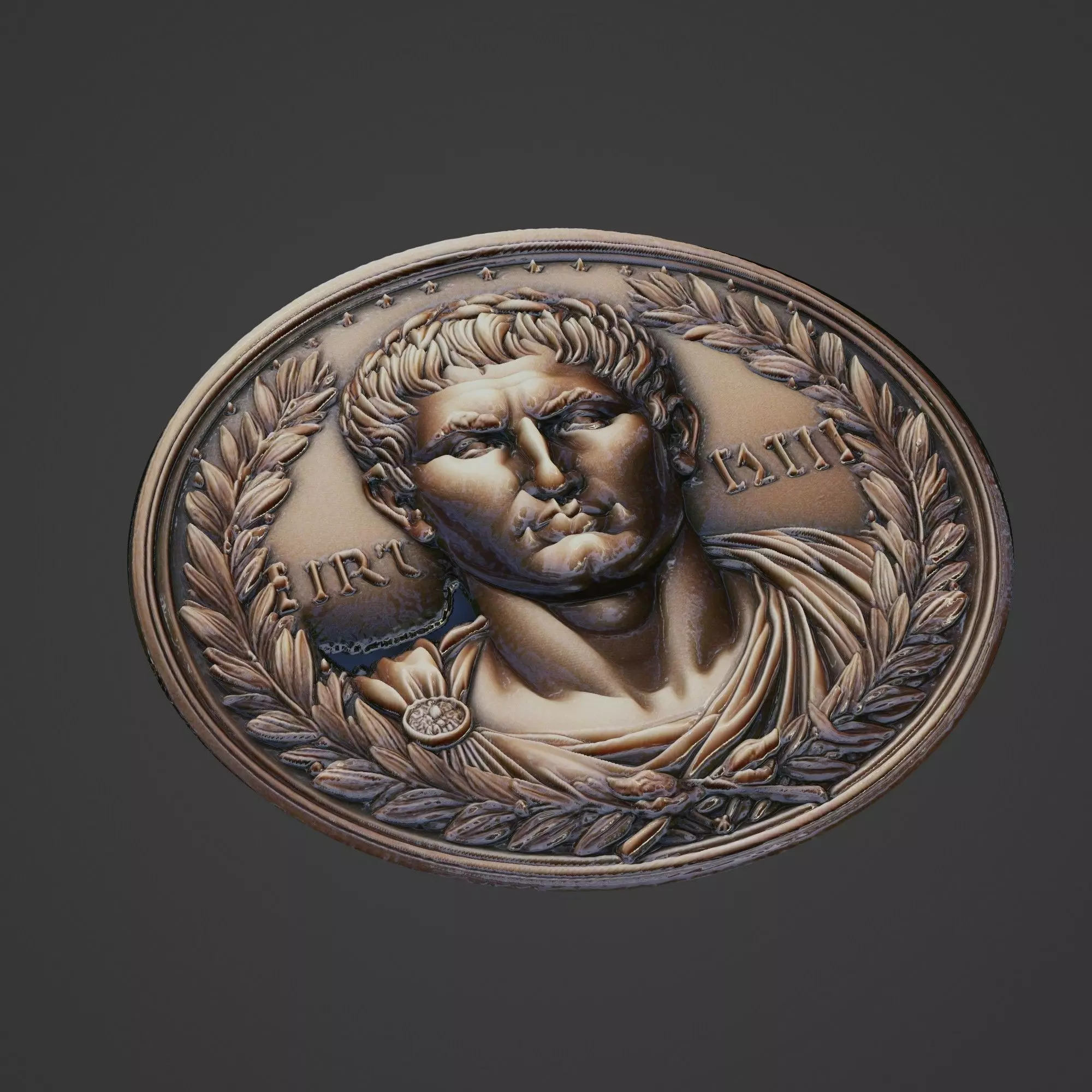 Julius Caesar Medallion 3D print model_0