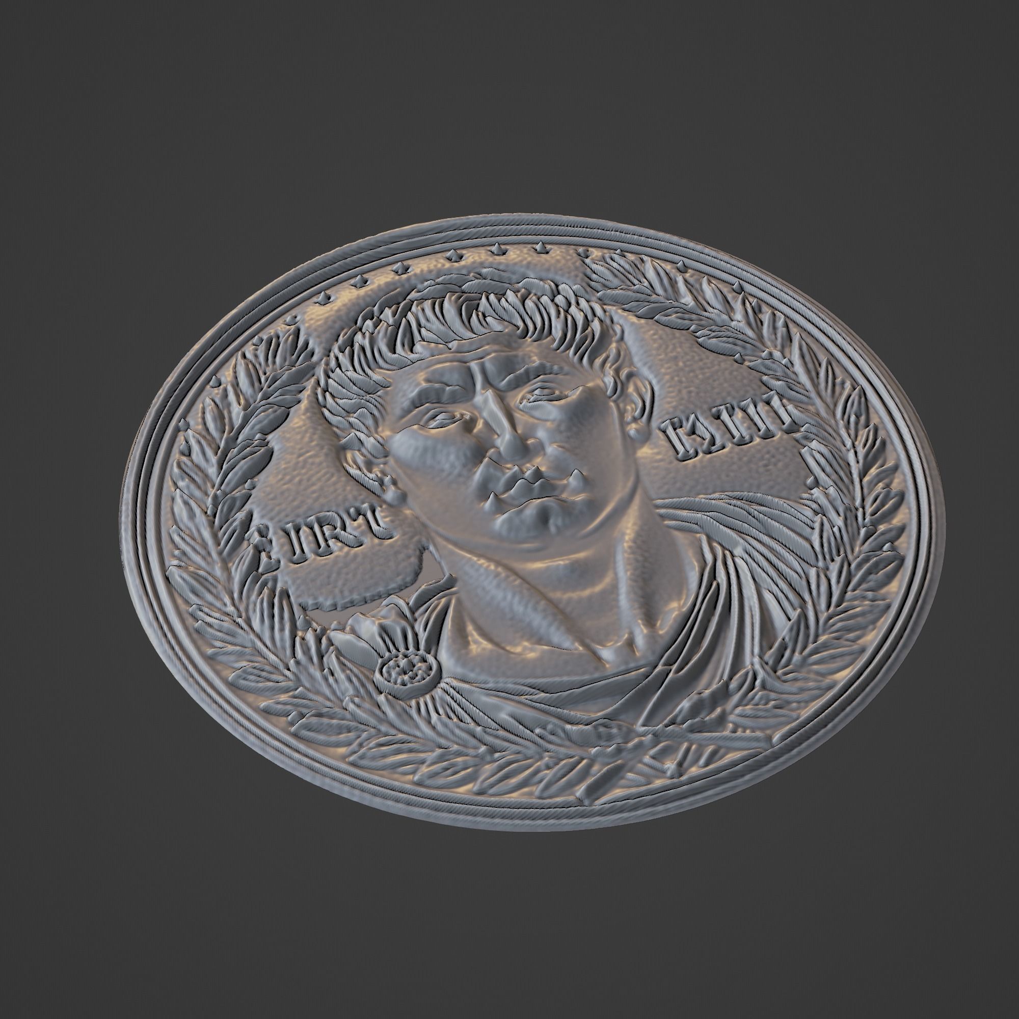 Julius Caesar Medallion 3D print model_1
