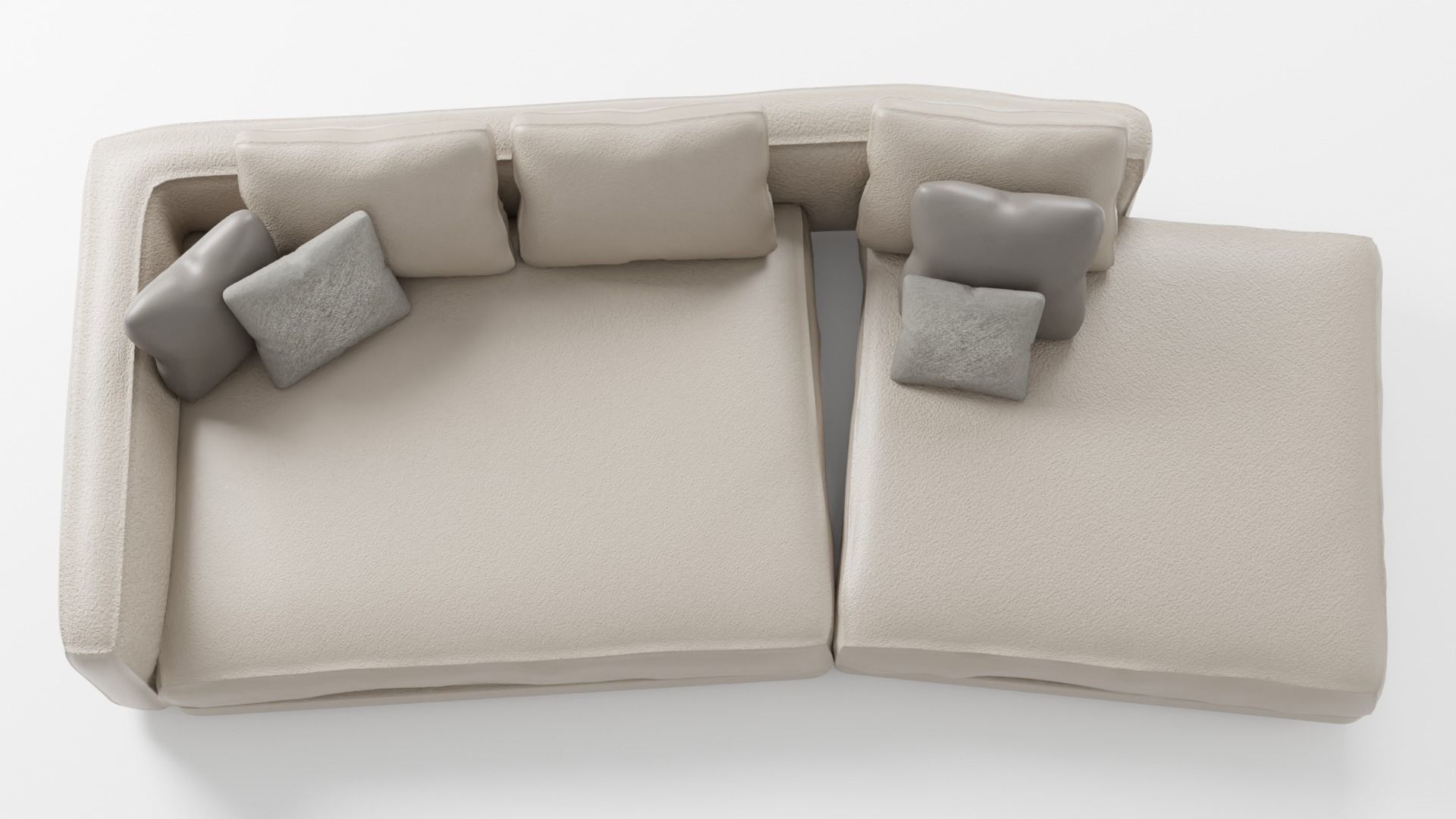 Stylish leather sofa in light colors 3D model_5