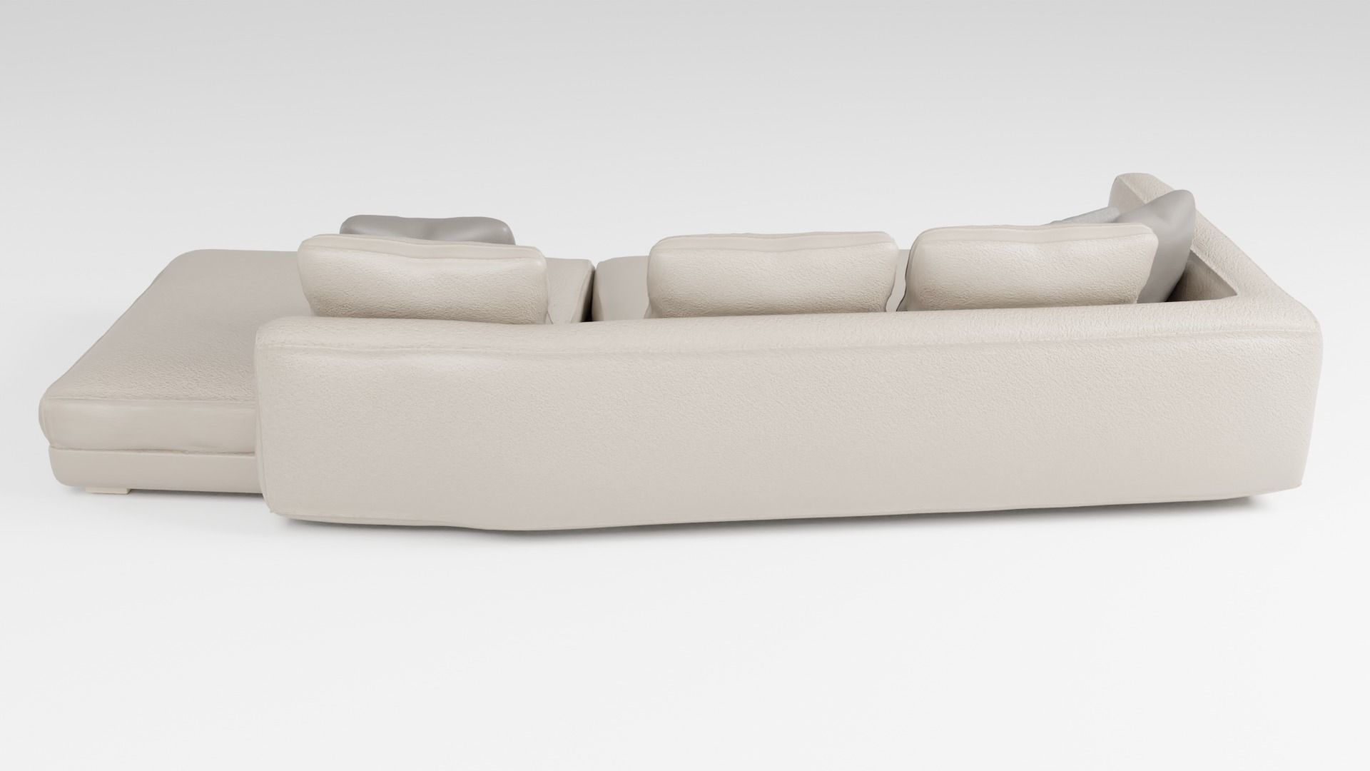 Stylish leather sofa in light colors 3D model_3