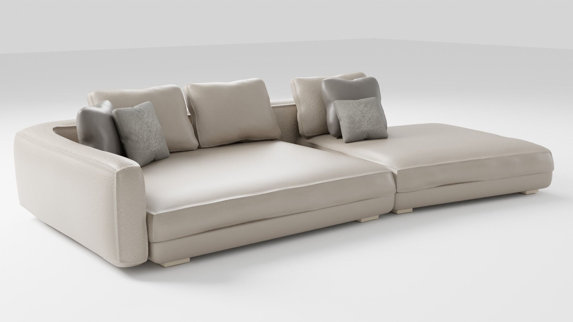 Stylish leather sofa in light colors 3D model_1