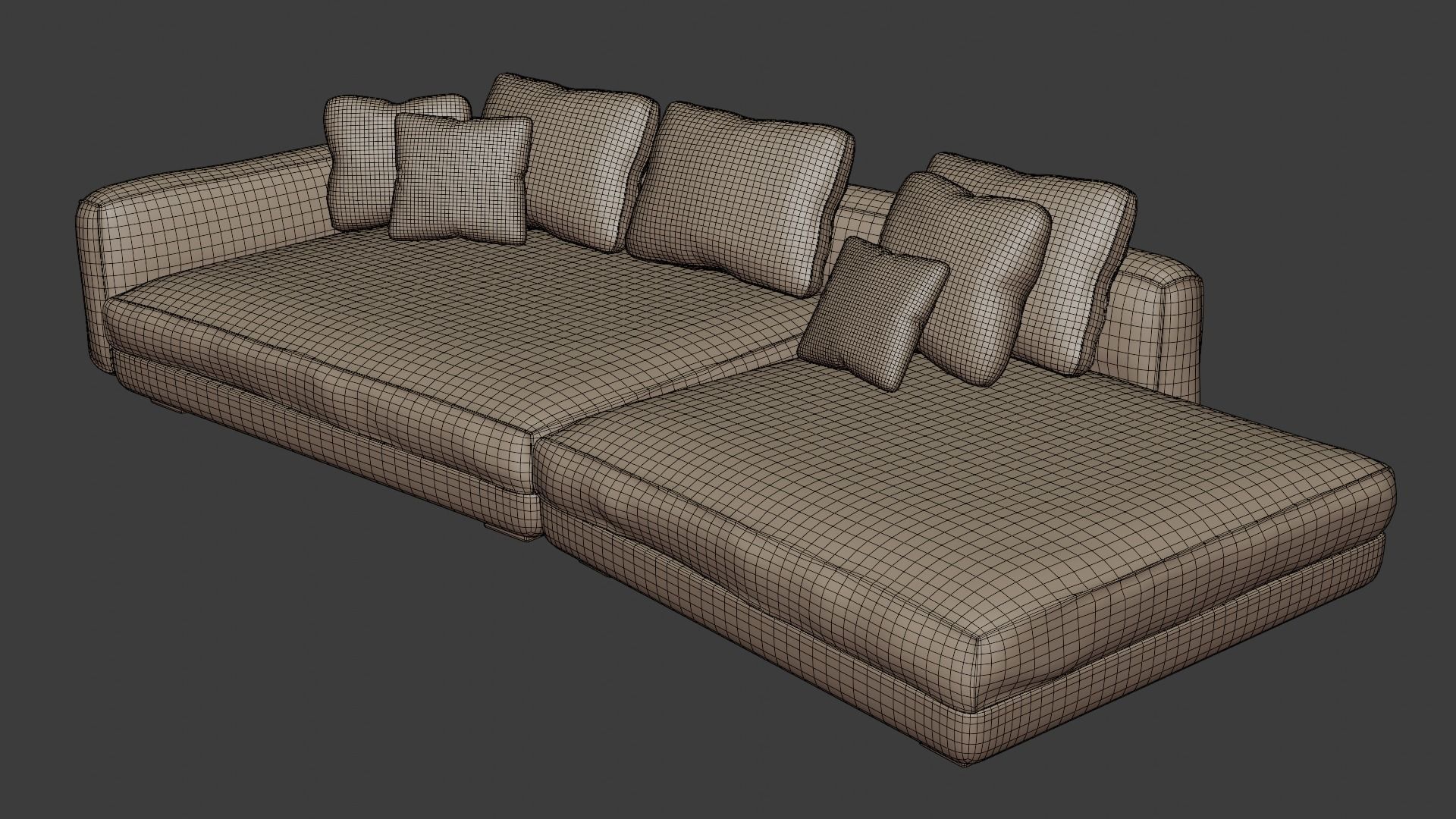 Stylish leather sofa in light colors 3D model_6