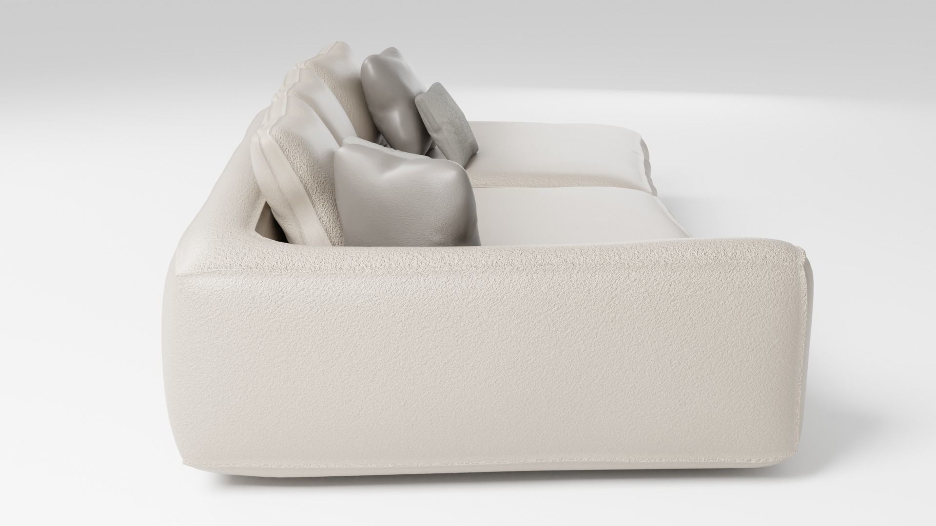 Stylish leather sofa in light colors 3D model_2