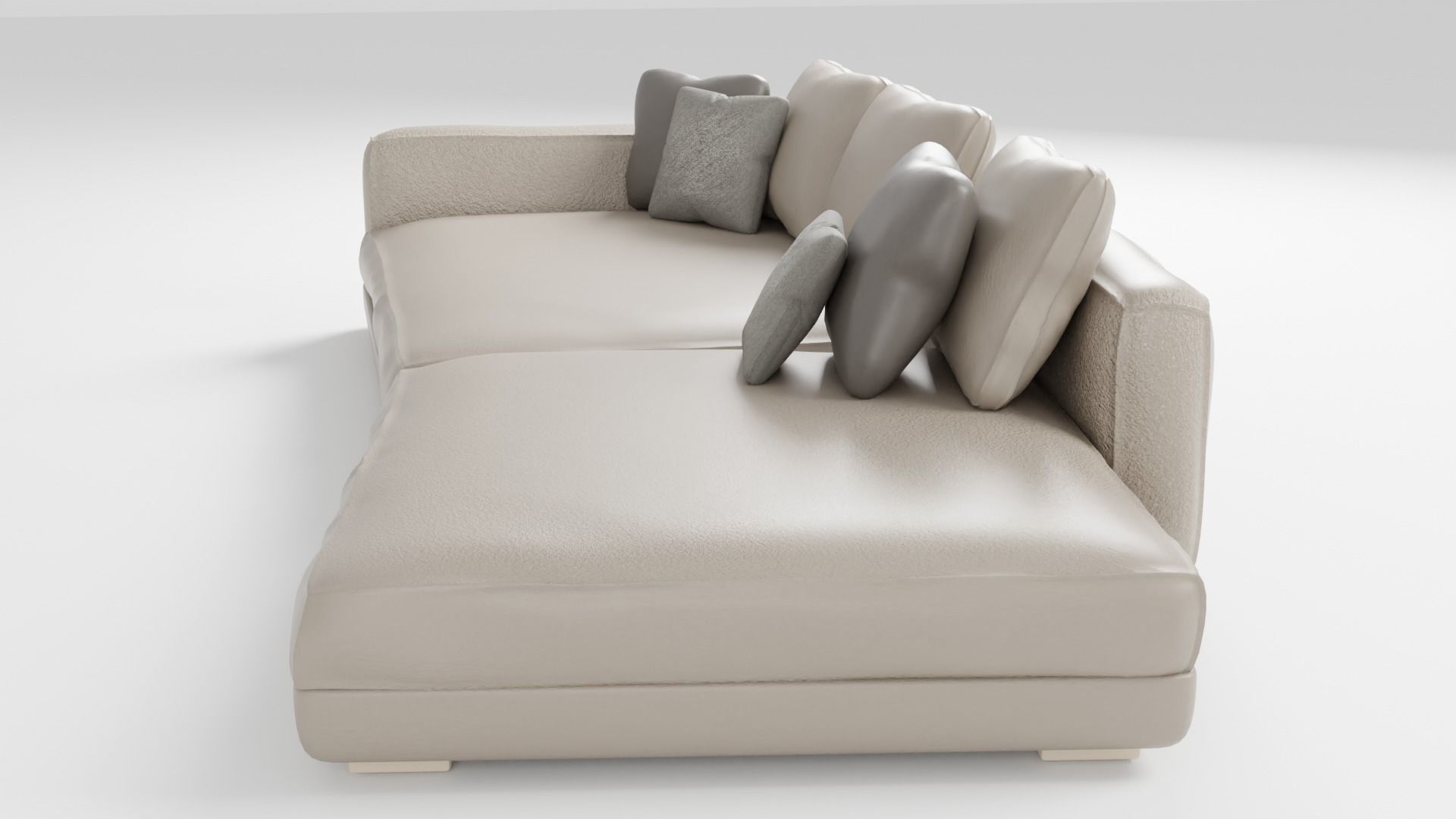 Stylish leather sofa in light colors 3D model_4