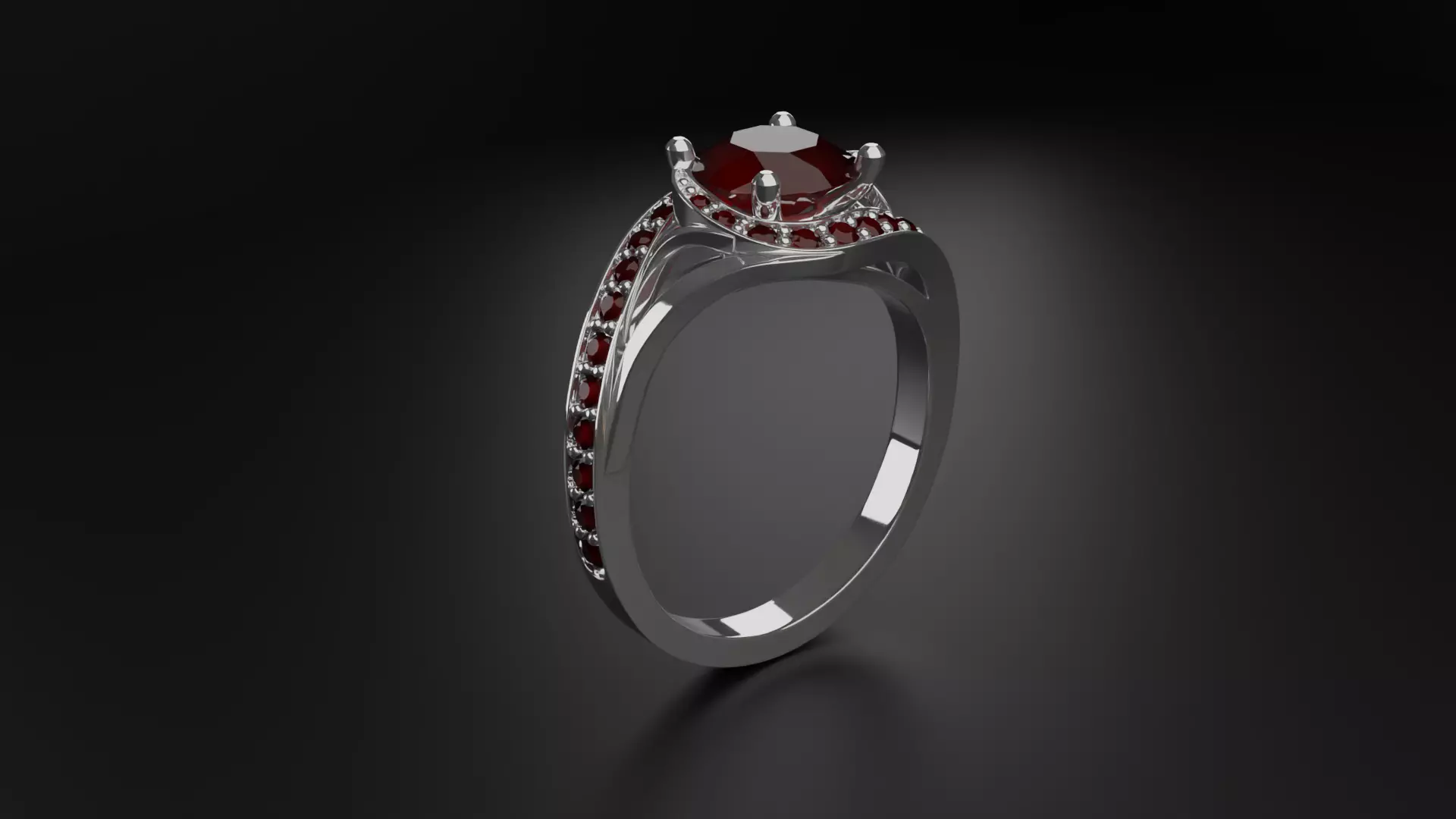 Classic Silver Ruby Wedding Ring 3D model_0
