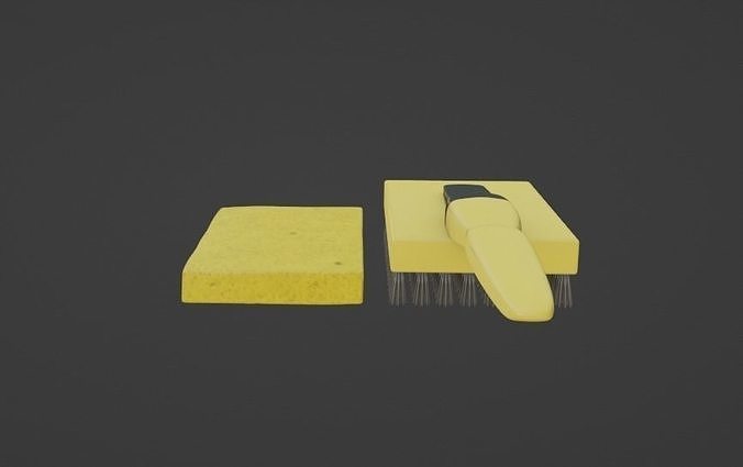 Car cleaning Sponge and Brush Set Low-poly 3D model 6