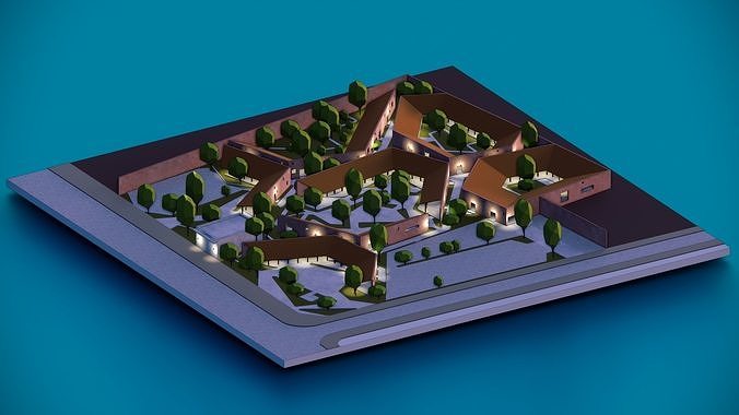 3D Isometric village city  Low-poly 3D model