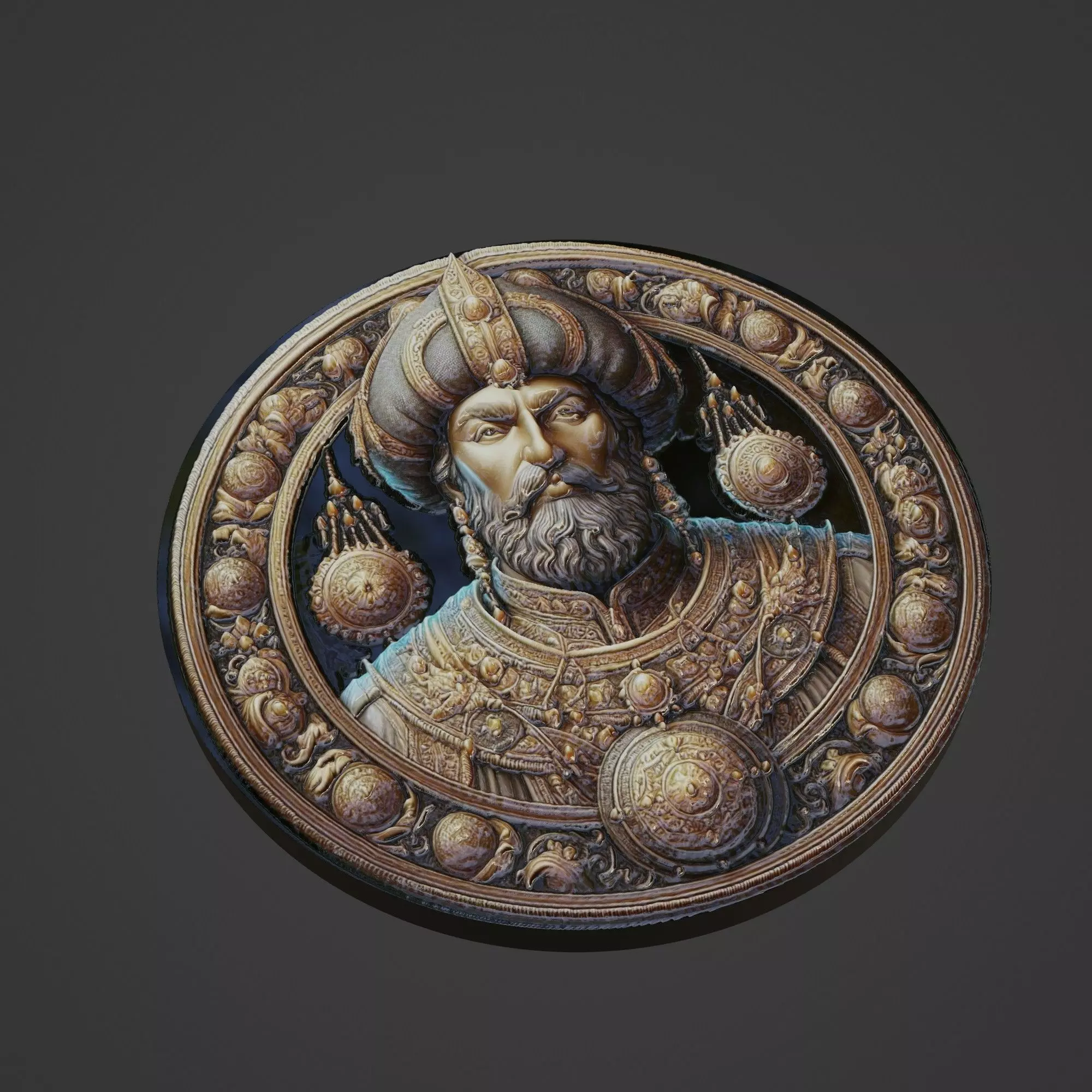 Suleiman the Magnificent Medallion 3D print model_0