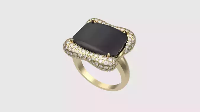 Black Stone Halo Ring JDBCo 3D print model
