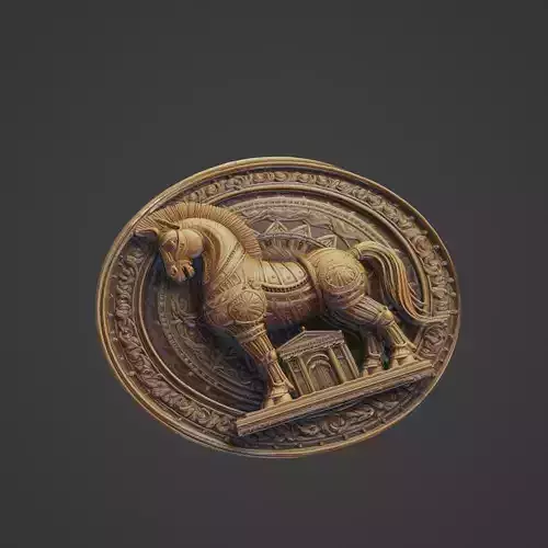 Trojan Horse Medallion 3D print model