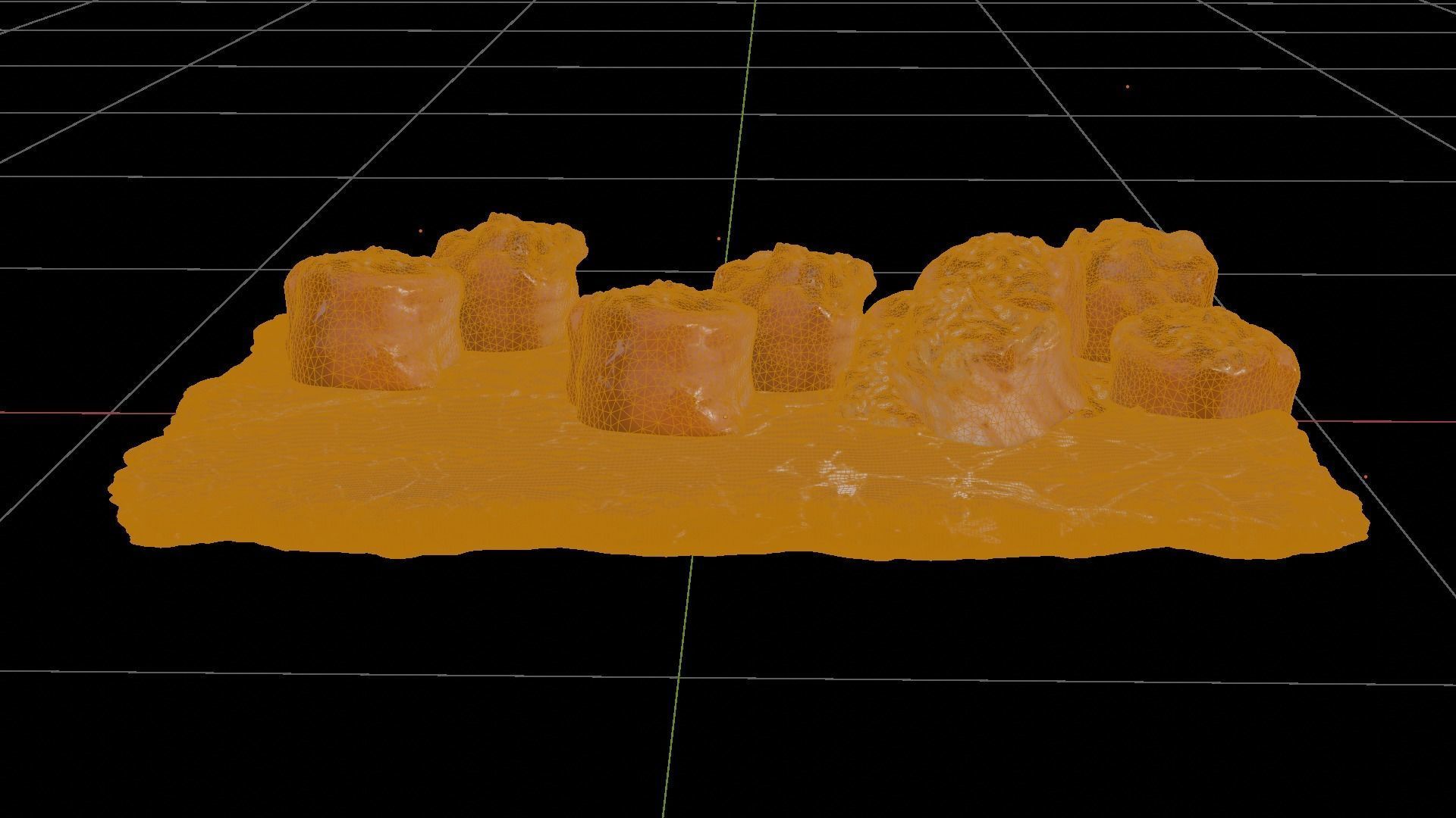 Sushi Salmon Roll and Elegant Modern Stone Planes Low-poly 3D model_7