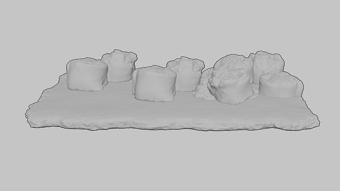 Sushi Salmon Roll and Elegant Modern Stone Planes Low-poly 3D model 7