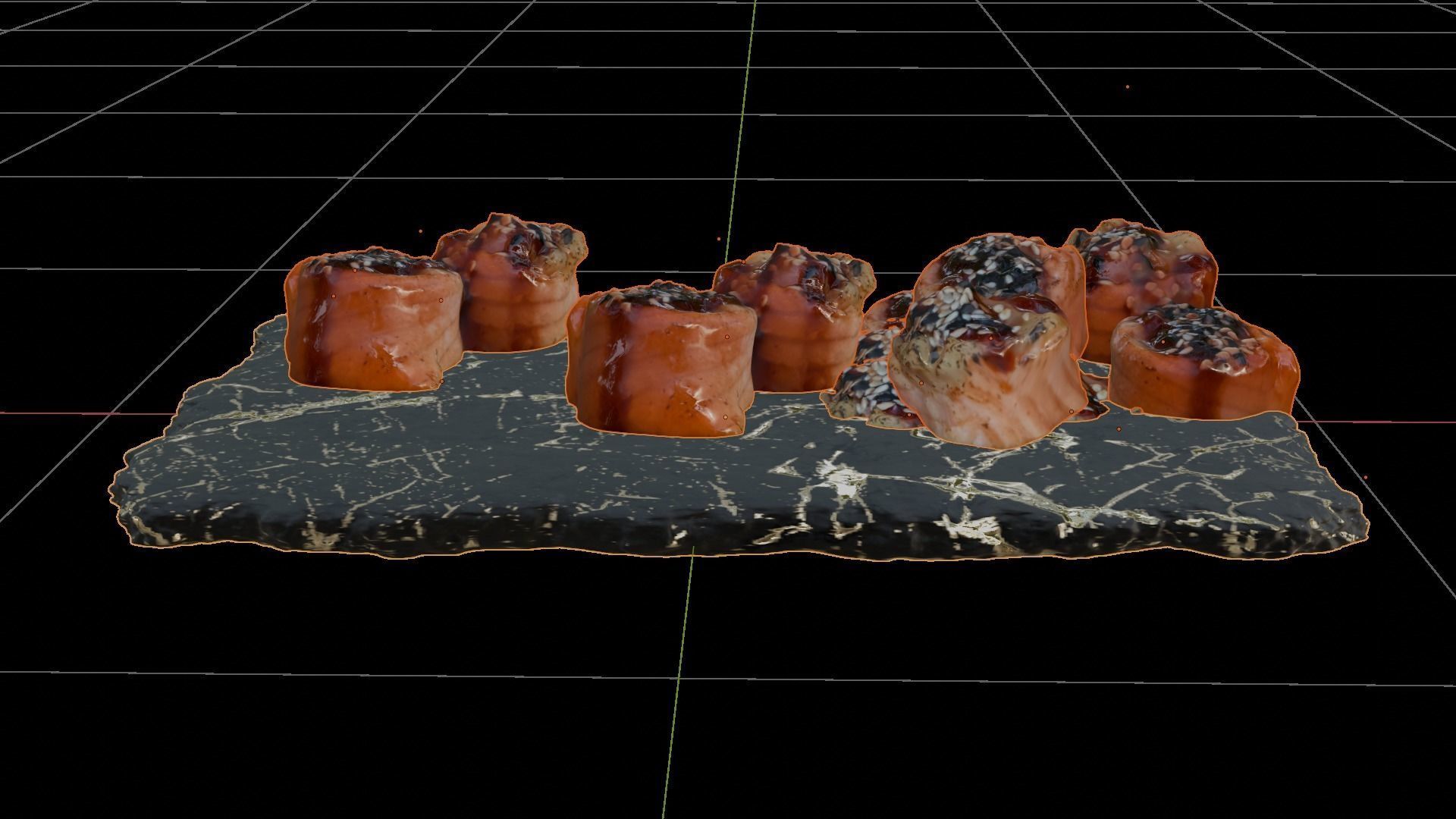 Sushi Salmon Roll and Elegant Modern Stone Planes Low-poly 3D model_5